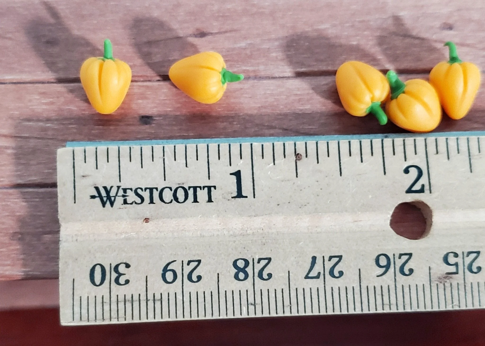 Dollhouse Orange Bell Peppers Small Set of 5 1:12 Scale Miniature Kitchen Food - Image 2
