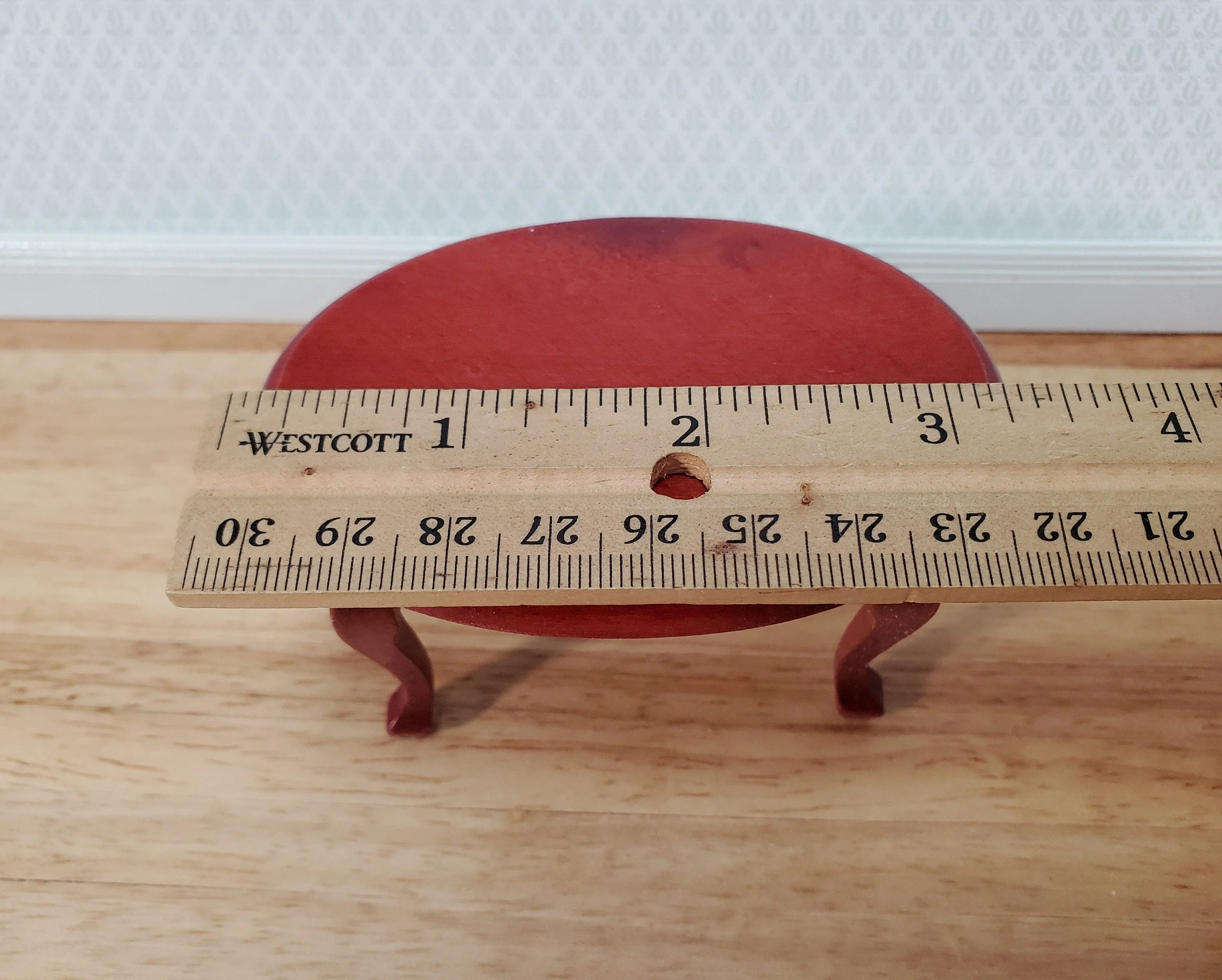 Dollhouse Oval Coffee Table Mahogany Finish 1:12 Scale Miniature Furniture - Image 4