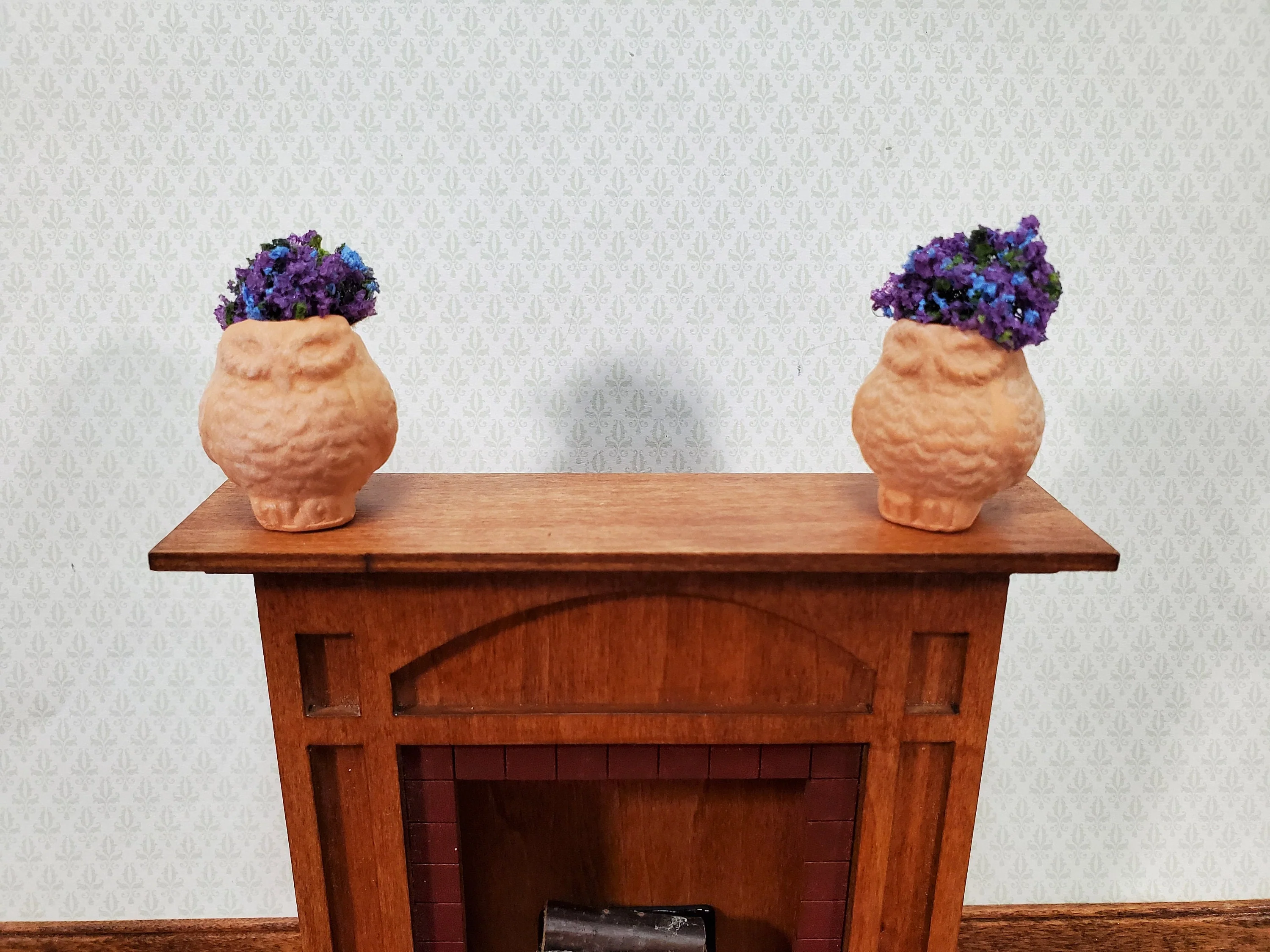 Dollhouse Owl Planters Terra Cotta Pots Set of 2 Unglazed 1:12 Scale Miniatures - Image 4