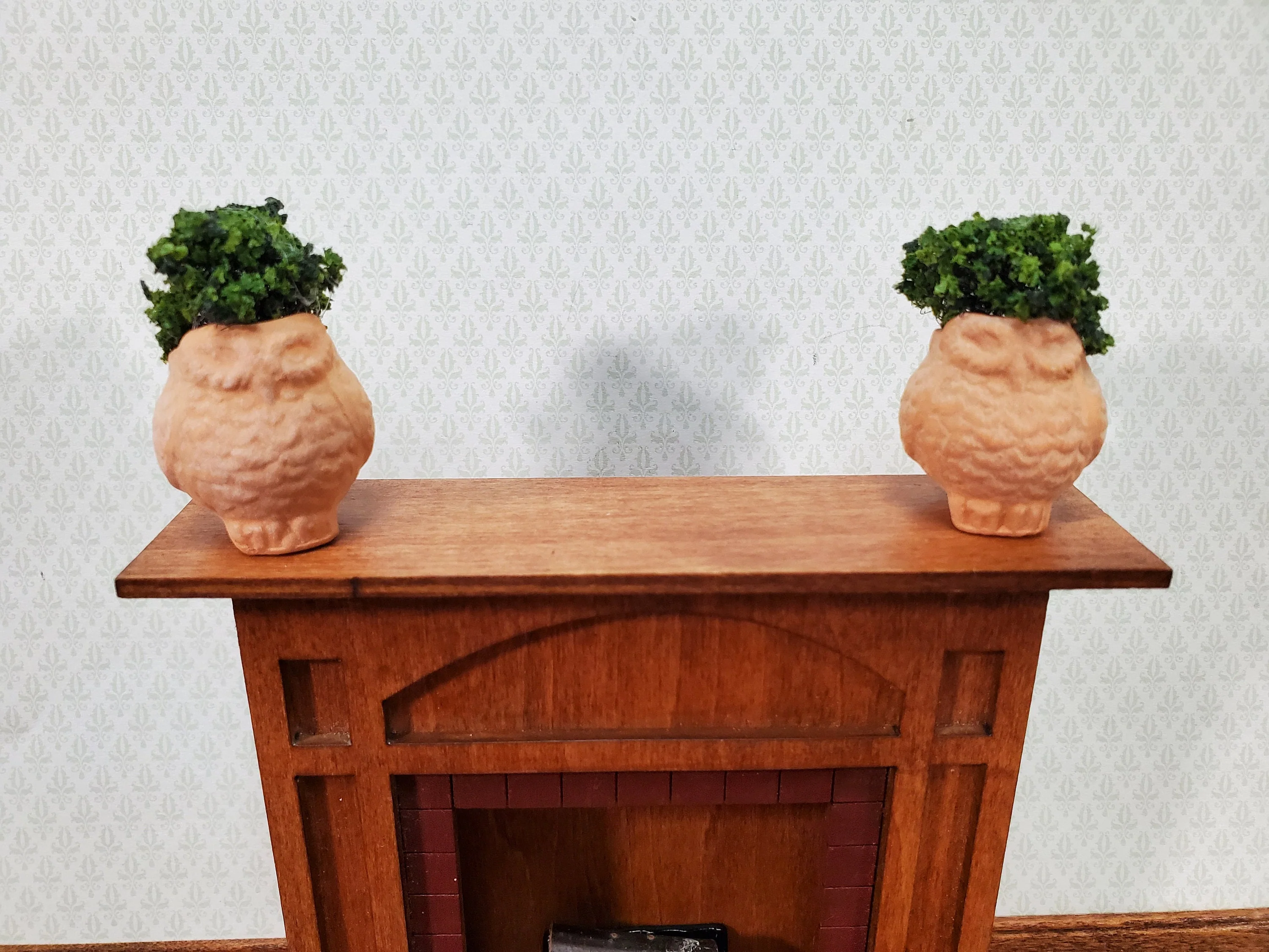 Dollhouse Owl Planters Terra Cotta Pots Set of 2 Unglazed 1:12 Scale Miniatures - Image 5