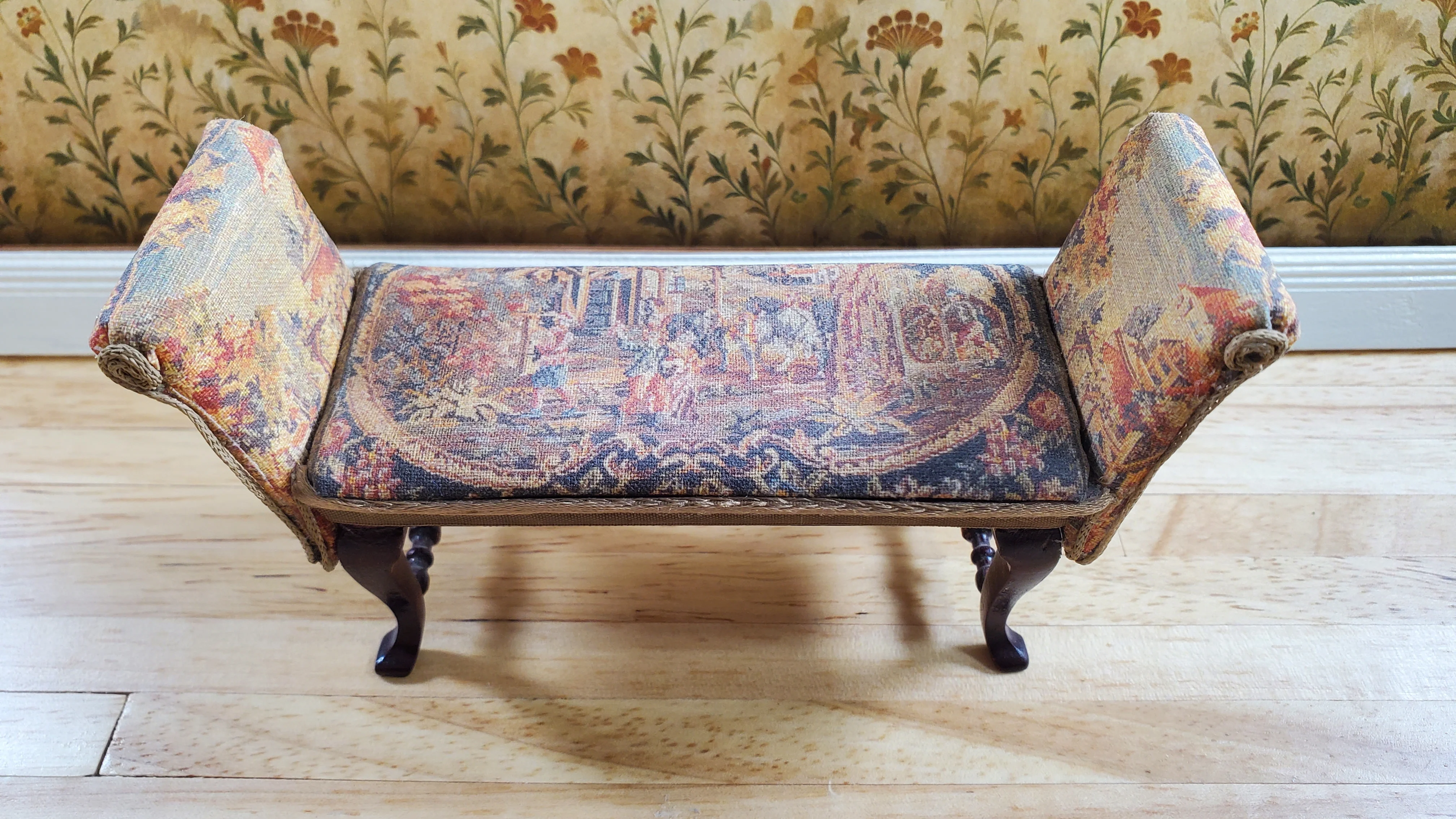 Dollhouse Padded Bench Seat Handmade Estate Piece 1:12 Scale Miniature Furniture - Image 3