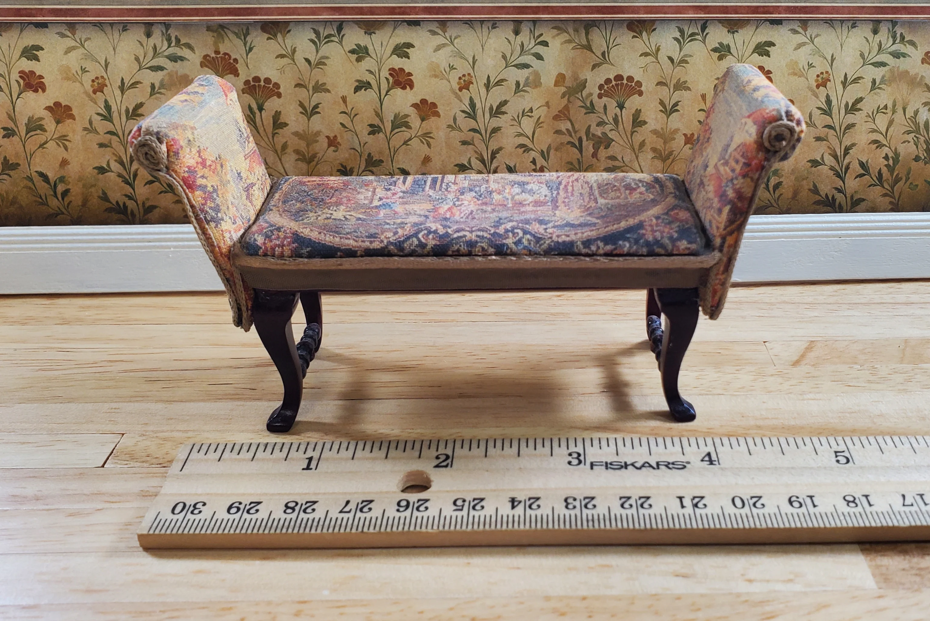Dollhouse Padded Bench Seat Handmade Estate Piece 1:12 Scale Miniature Furniture - Image 6