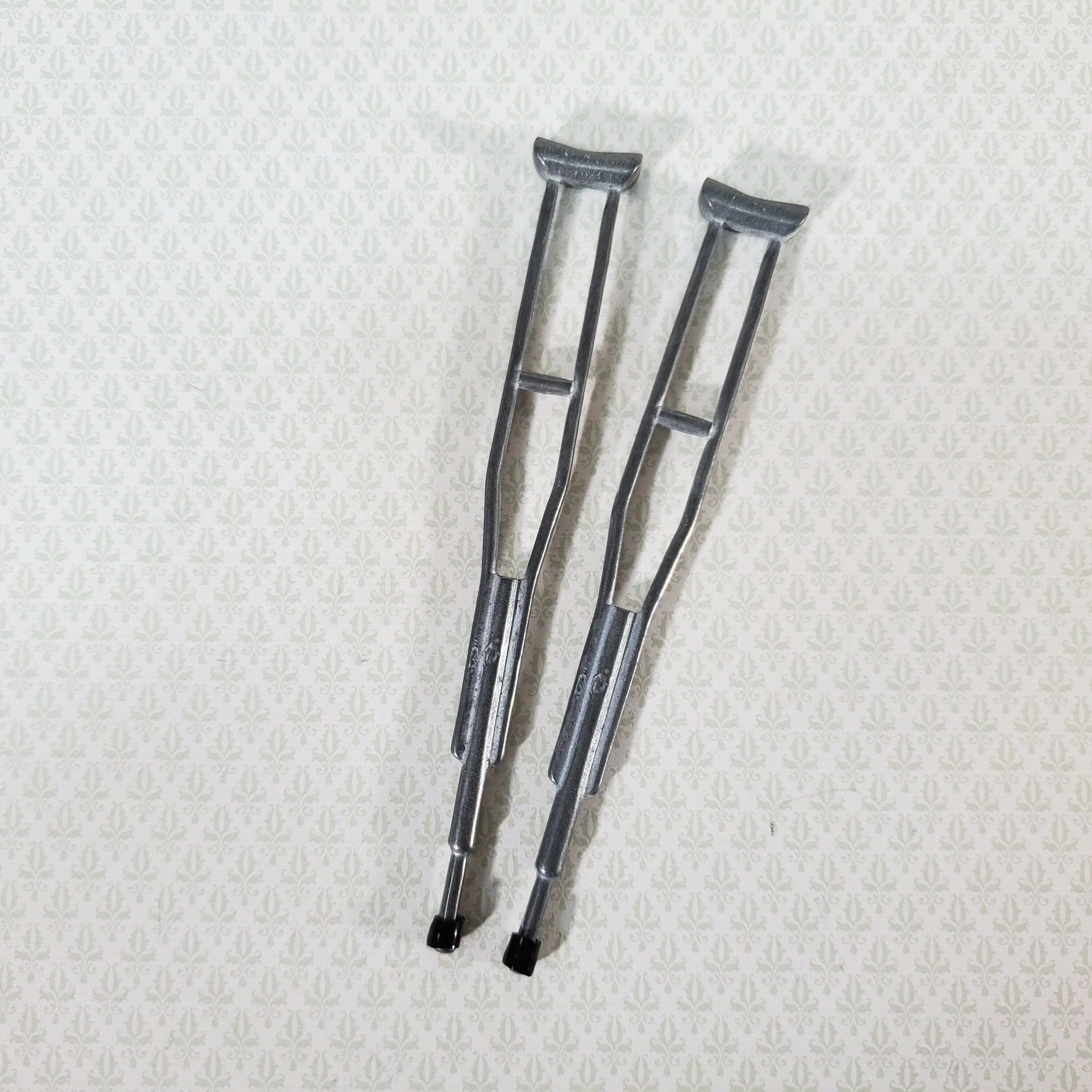 Dollhouse Pair of Crutches Small Tiny Metal 1:12 Scale Miniature Decor Hospital