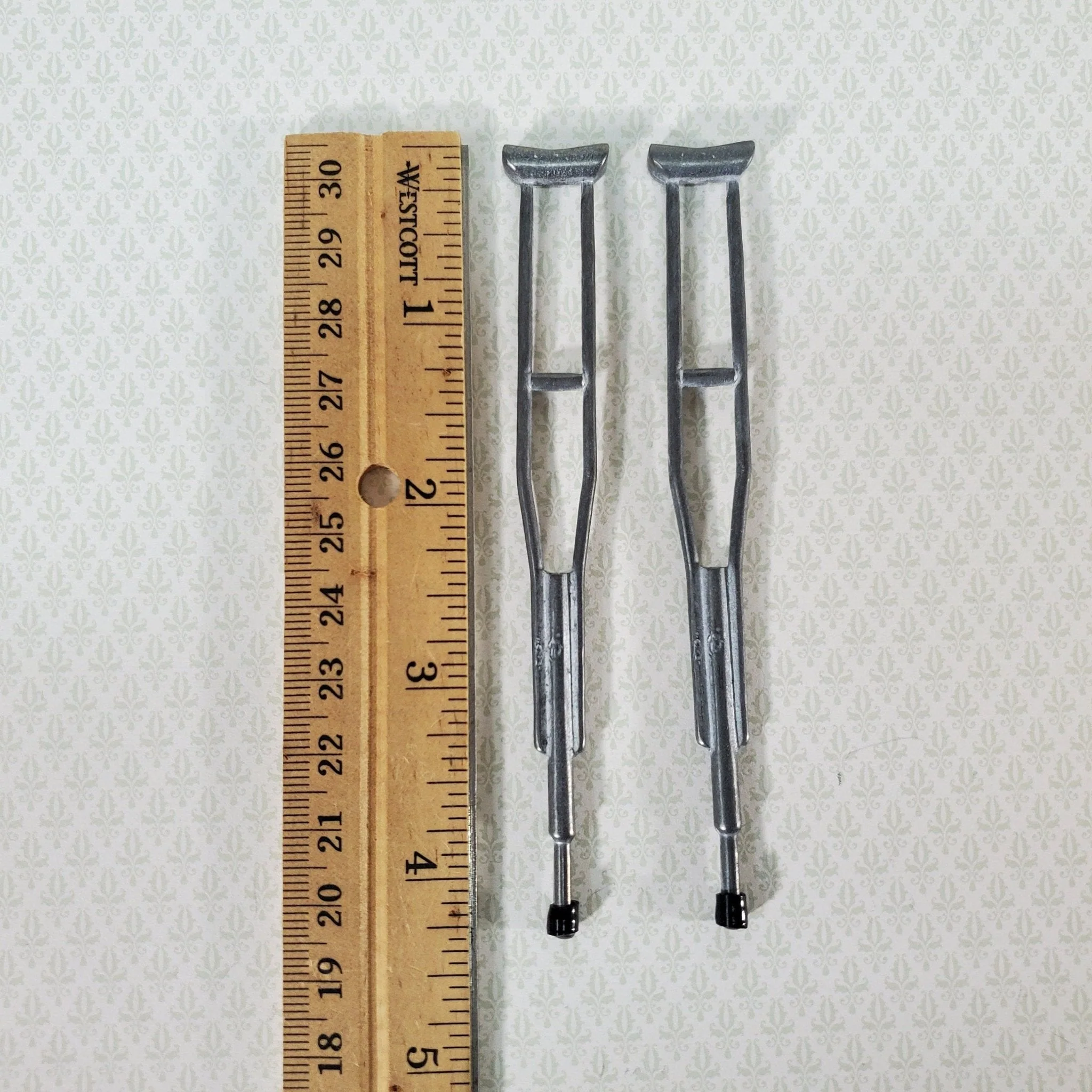 Dollhouse Pair of Crutches Small Tiny Metal 1:12 Scale Miniature Decor Hospital - Image 2