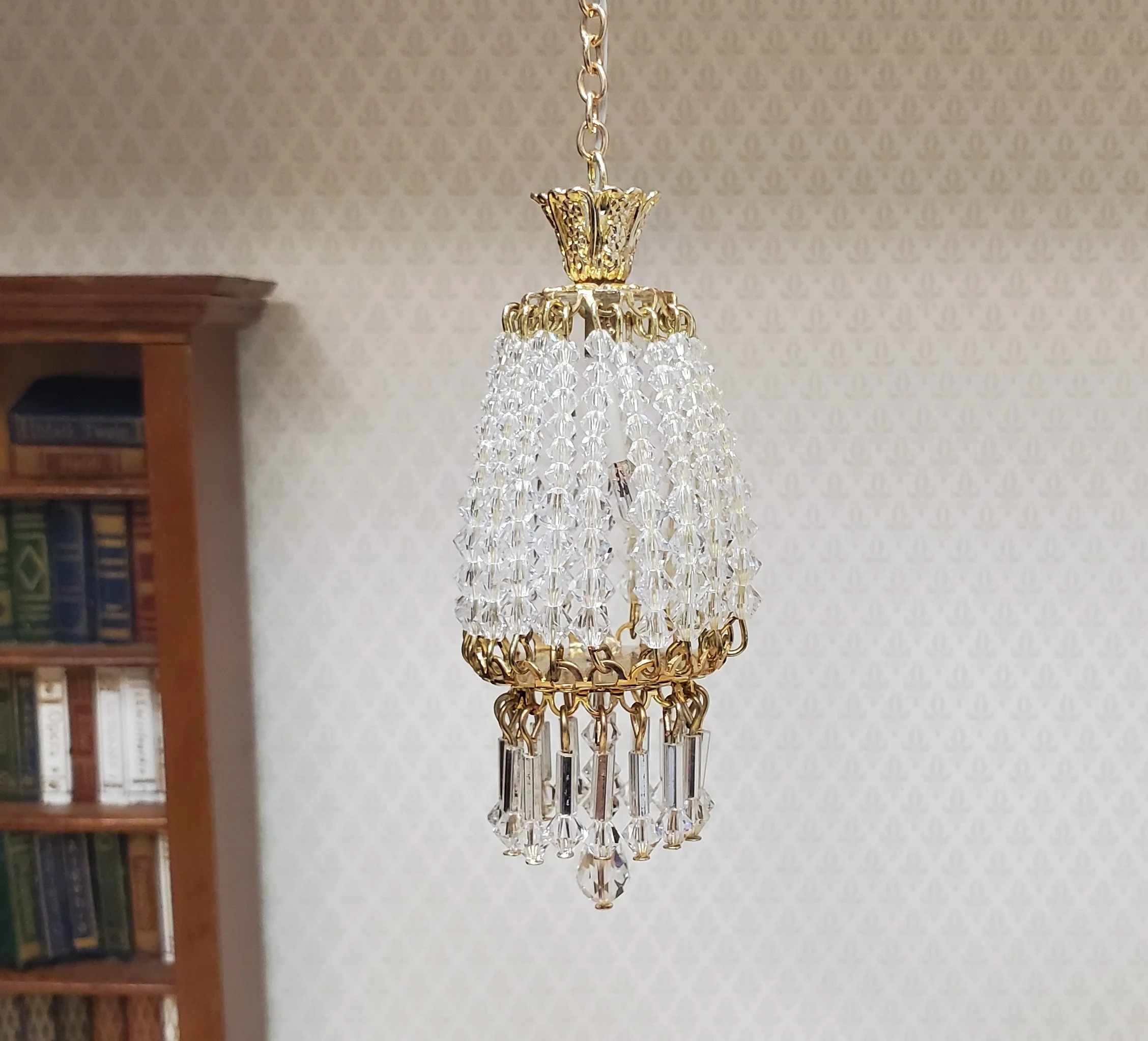 Dollhouse Parlor Chandelier II Light Real Glass Crystals 12 Volt 1:12 Scale - Image 4
