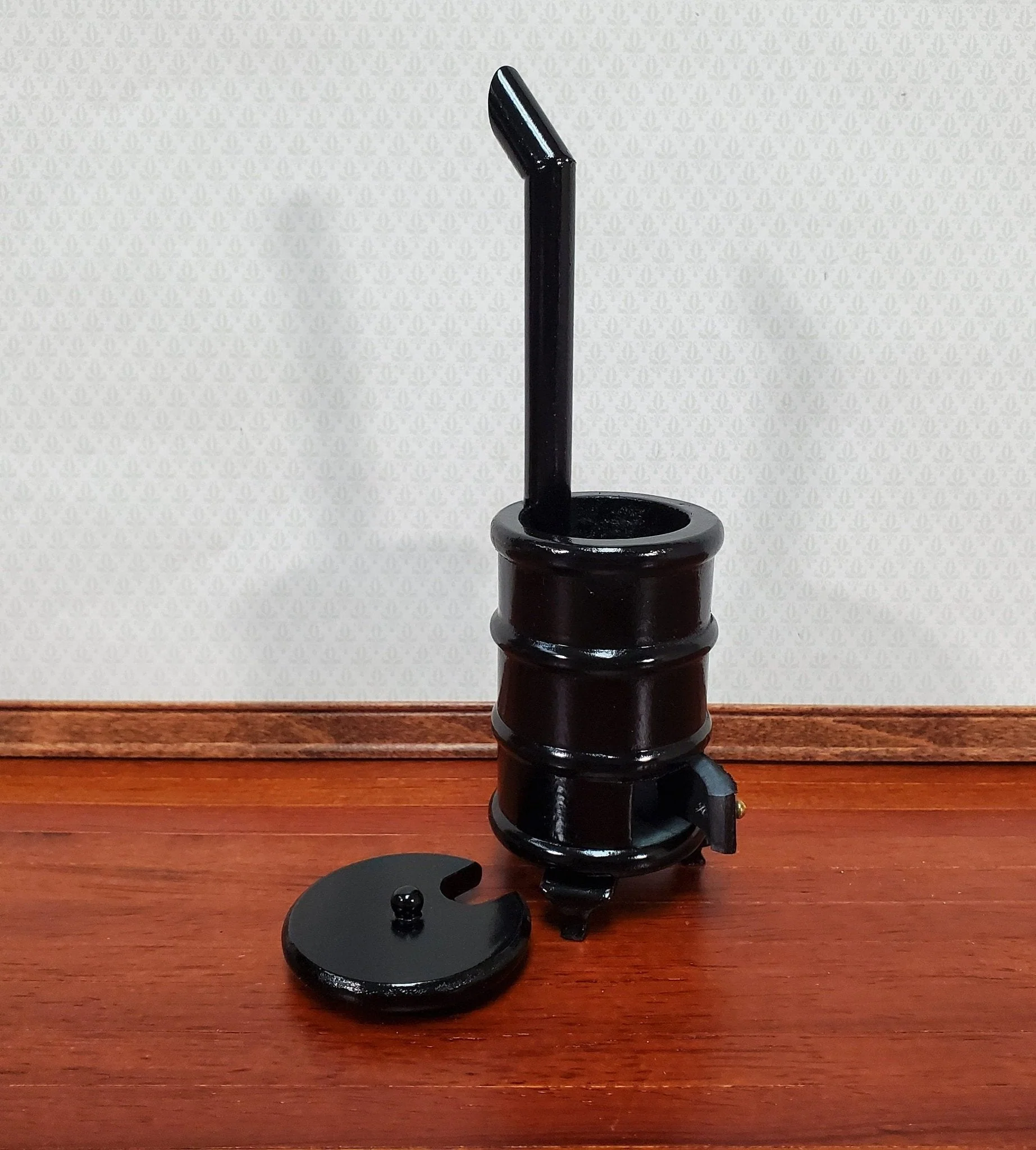 Dollhouse Parlor Stove Round Wood Heating 1:12 Scale Miniature Furniture - Image 2
