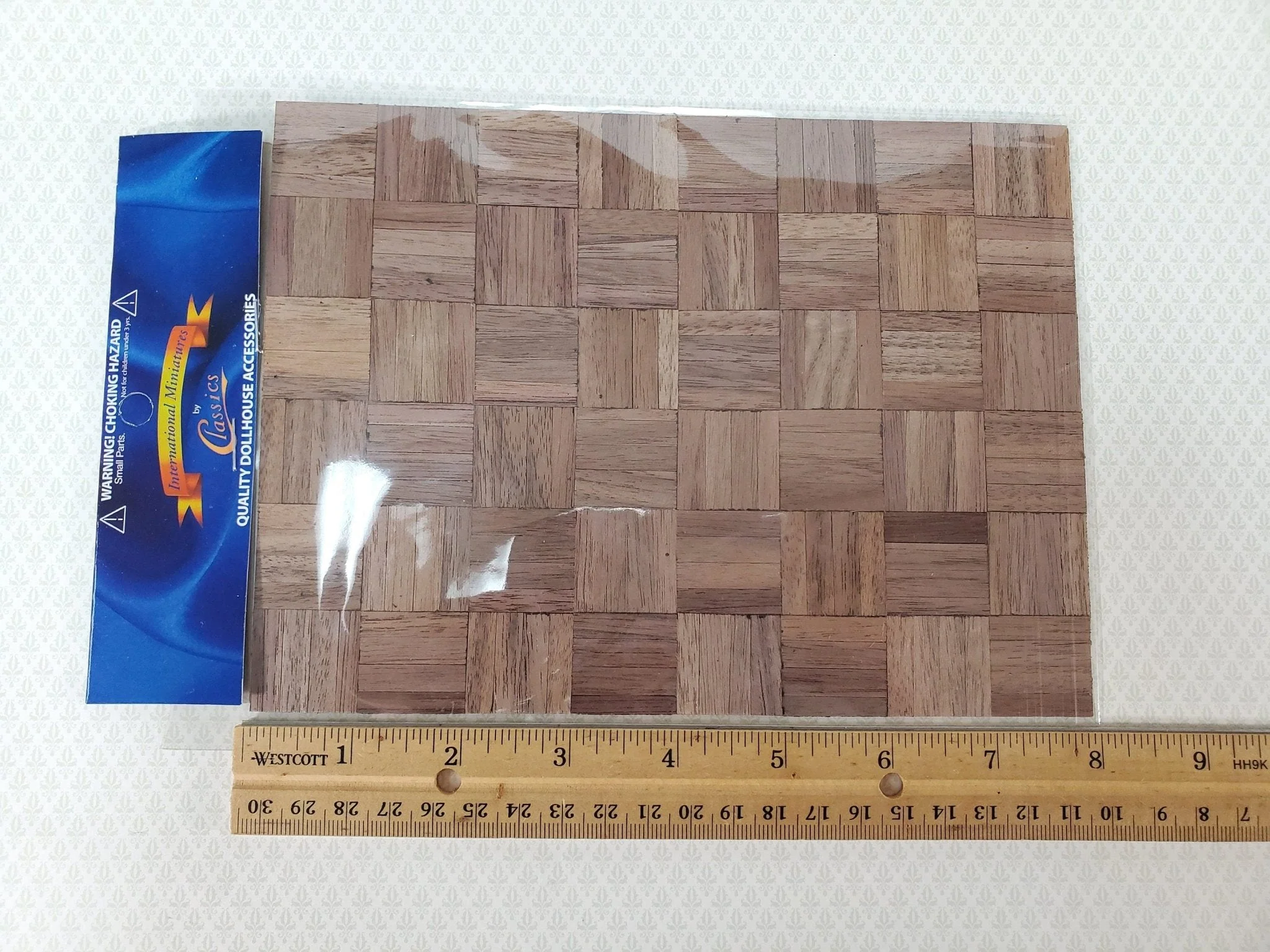 Dollhouse Parquet Real Wood Flooring by Handley House 1:12 Scale Miniature 8" x 6" - Image 3