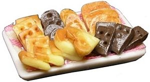 Dollhouse Pastries on a Ceramic Tray 1:12 Scale Miniature Food