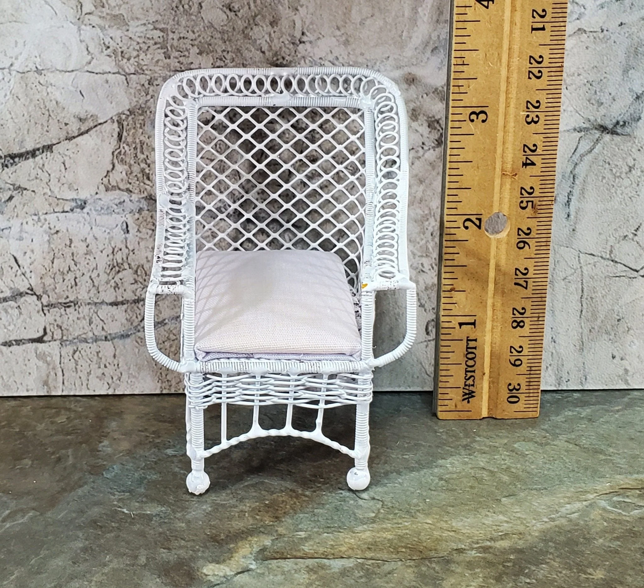 Dollhouse Patio Chair White Metal Mesh 1:12 Scale Miniature Fairy Garden - Image 6
