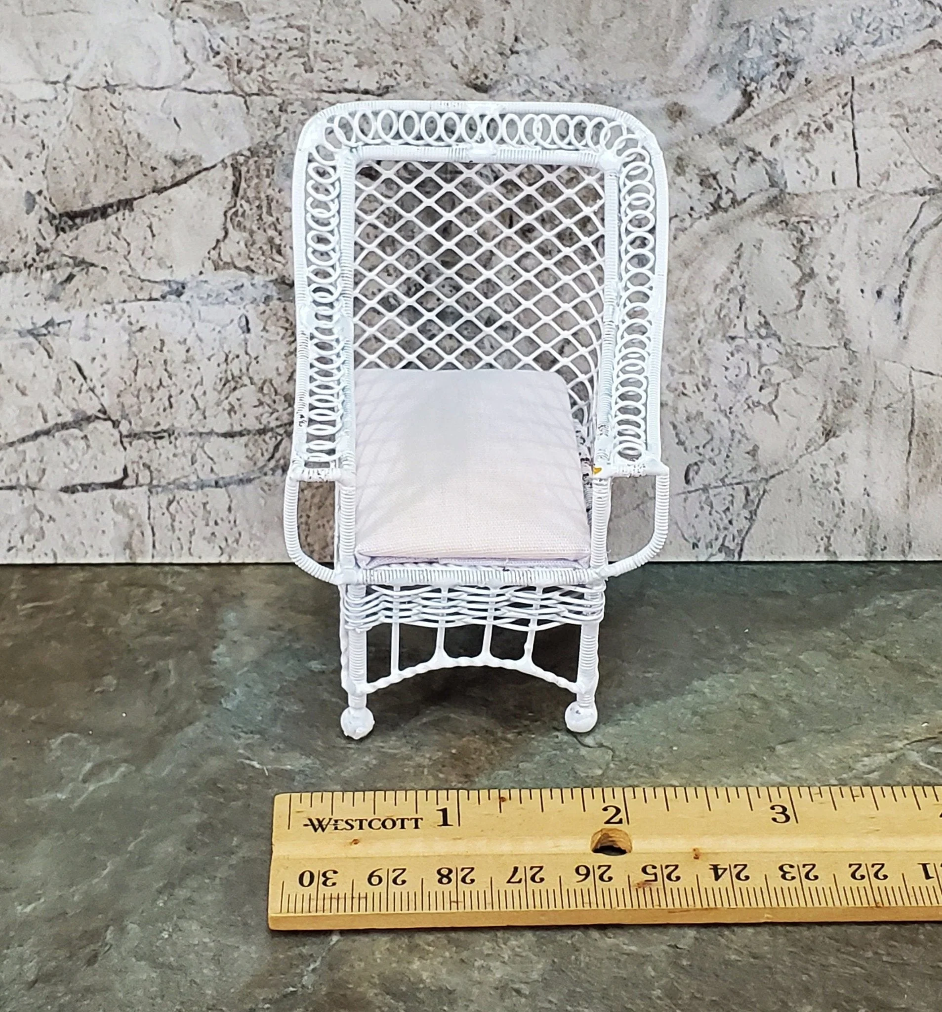 Dollhouse Patio Chair White Metal Mesh 1:12 Scale Miniature Fairy Garden - Image 7
