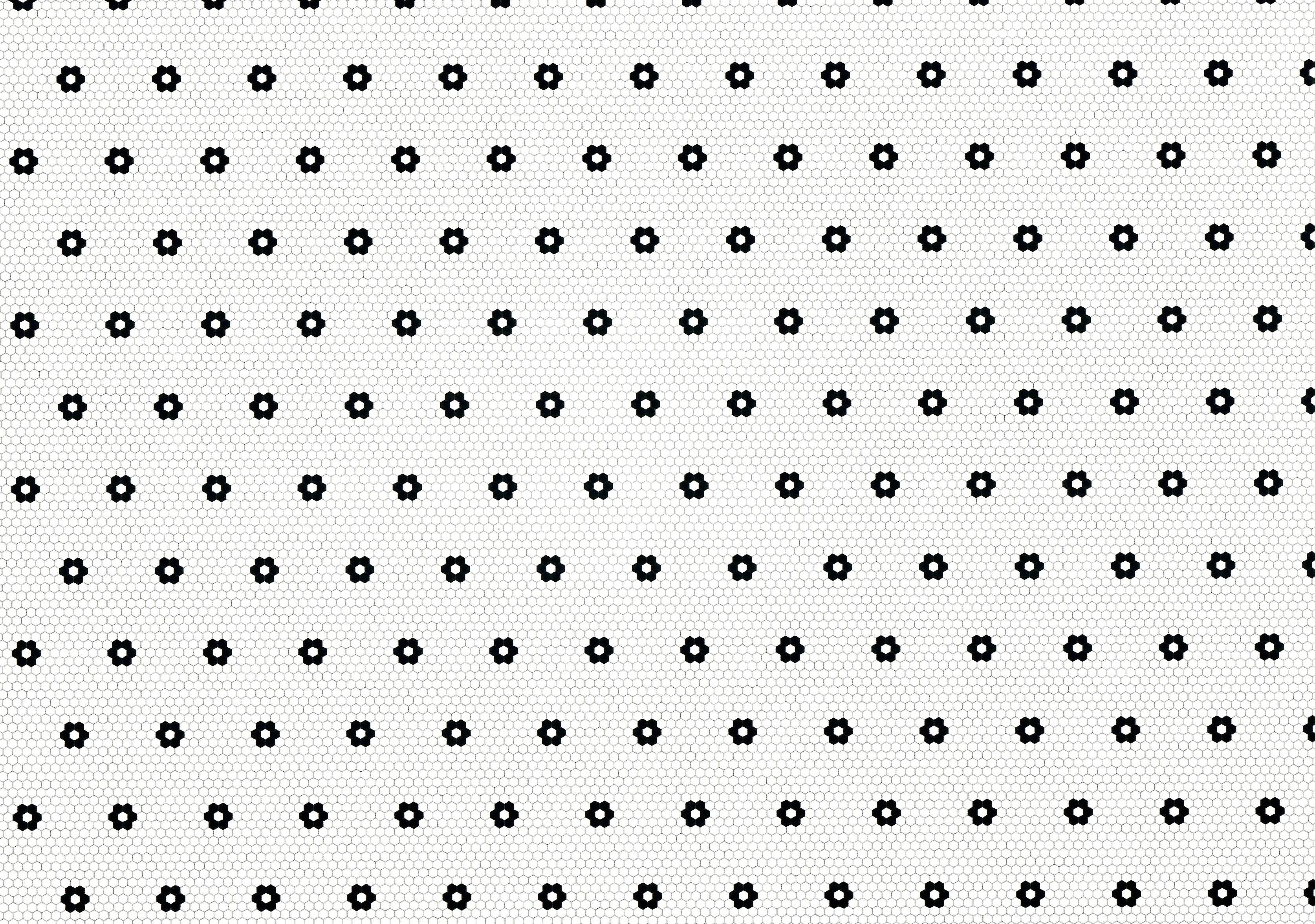 Dollhouse Penny Tile Paper with Black Hexagon Flowers Floor 1:12 Scale Itsy Bitsy