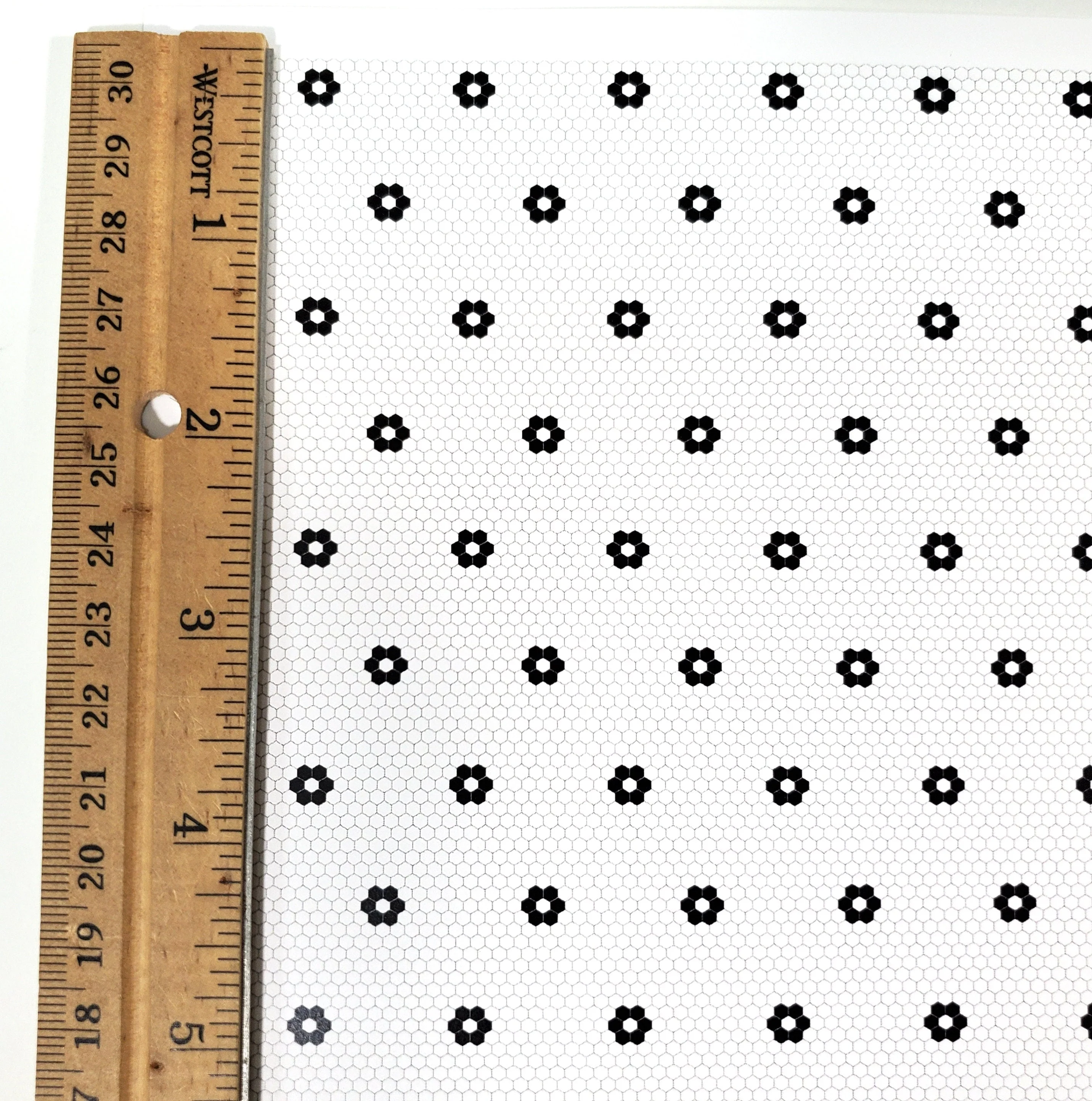 Dollhouse Penny Tile Paper with Black Hexagon Flowers Floor 1:12 Scale Itsy Bitsy - Image 3