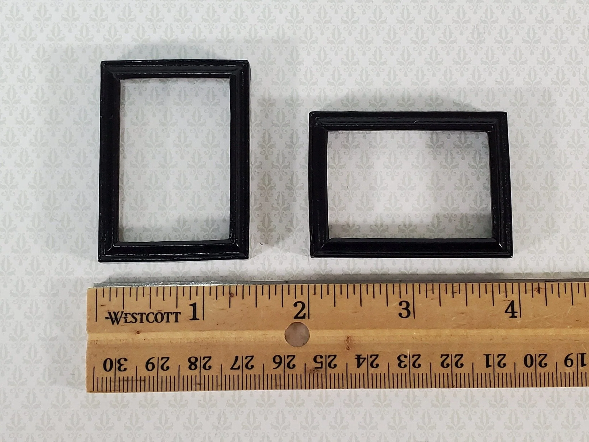 Dollhouse Picture Frame Set of 2 Small Black for Paintings 1:12 Scale Miniatures - Image 3