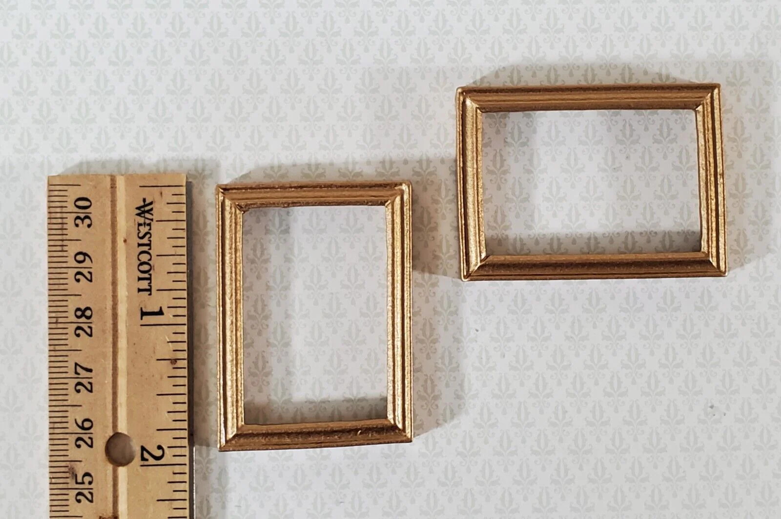 Dollhouse Picture Frame Set of 2 Small Gold for Paintings 1:12 Scale Miniatures - Image 3