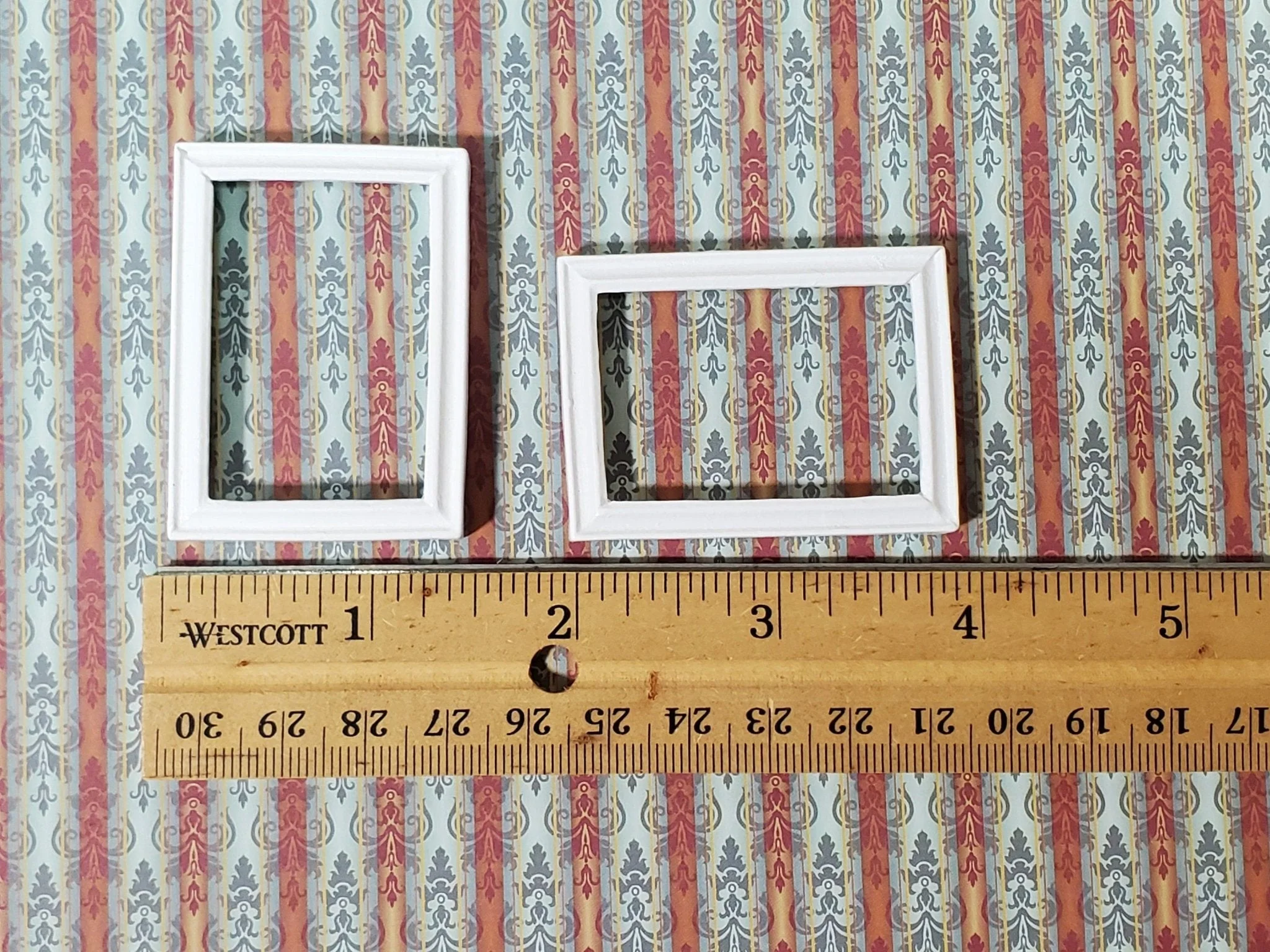 Dollhouse Picture Frame Set of 2 Small White for Paintings 1:12 Scale Miniatures - Image 3