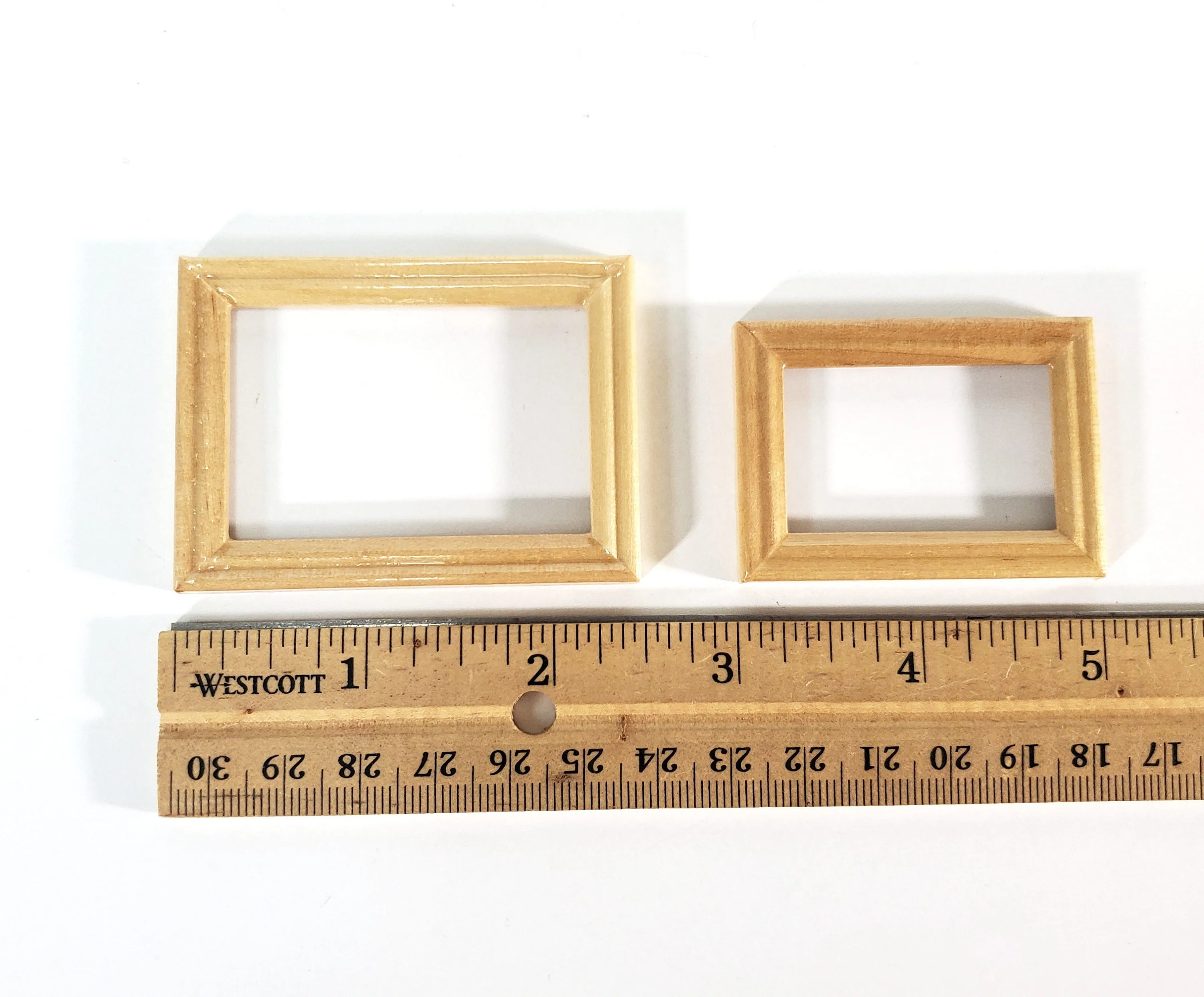 Dollhouse Picture Frames Set of 2 Sizes Wood Light Oak Finish 1:12 Scale Miniatures - Image 5