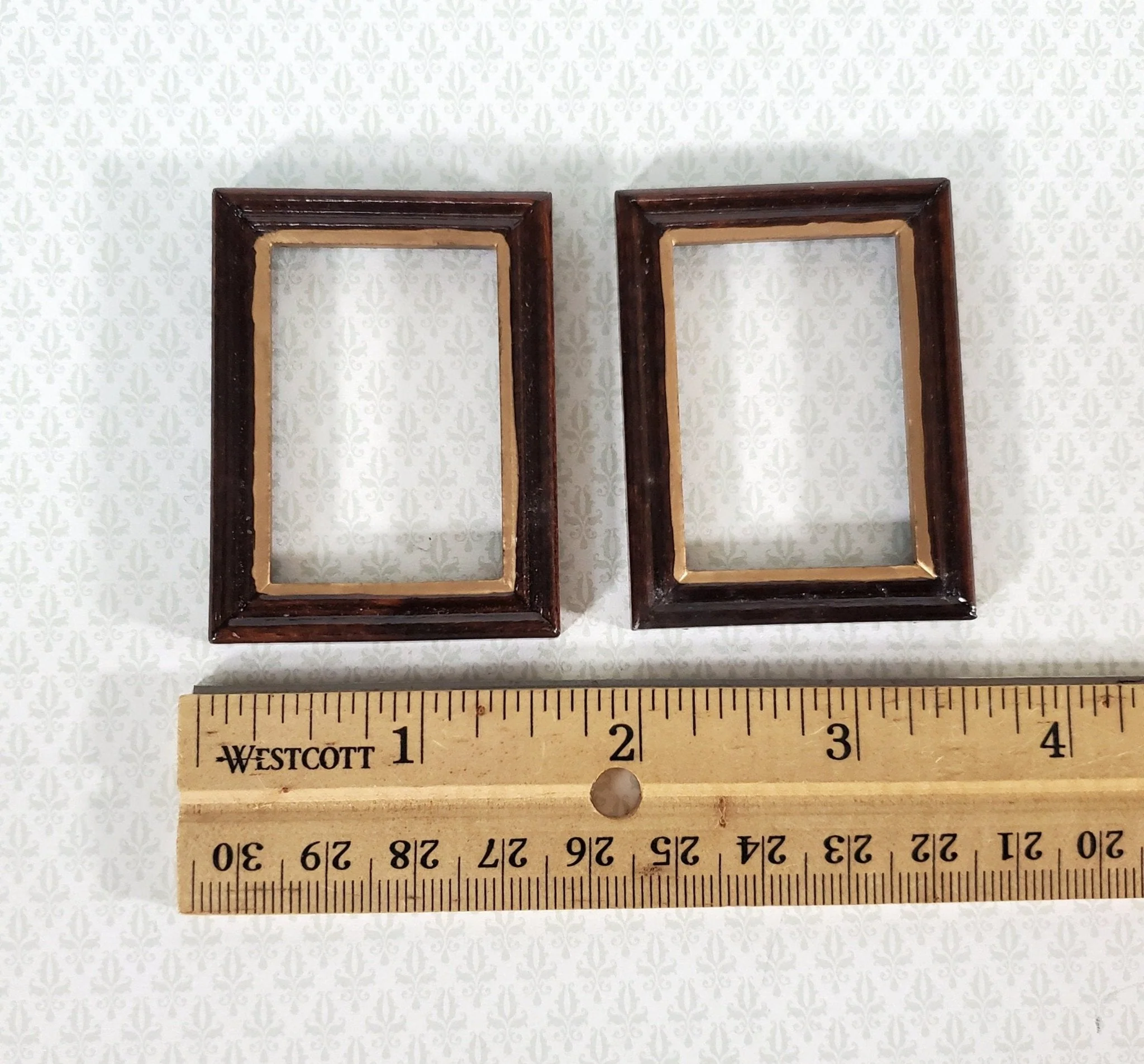 Dollhouse Picture Frames x2 Small Wood with Gold Accent 1:12 Scale Miniature D1956 - Image 5