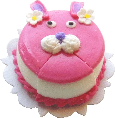Dollhouse Pink Bunny Cake Sliced 1:12 Scale Miniature Dessert Food