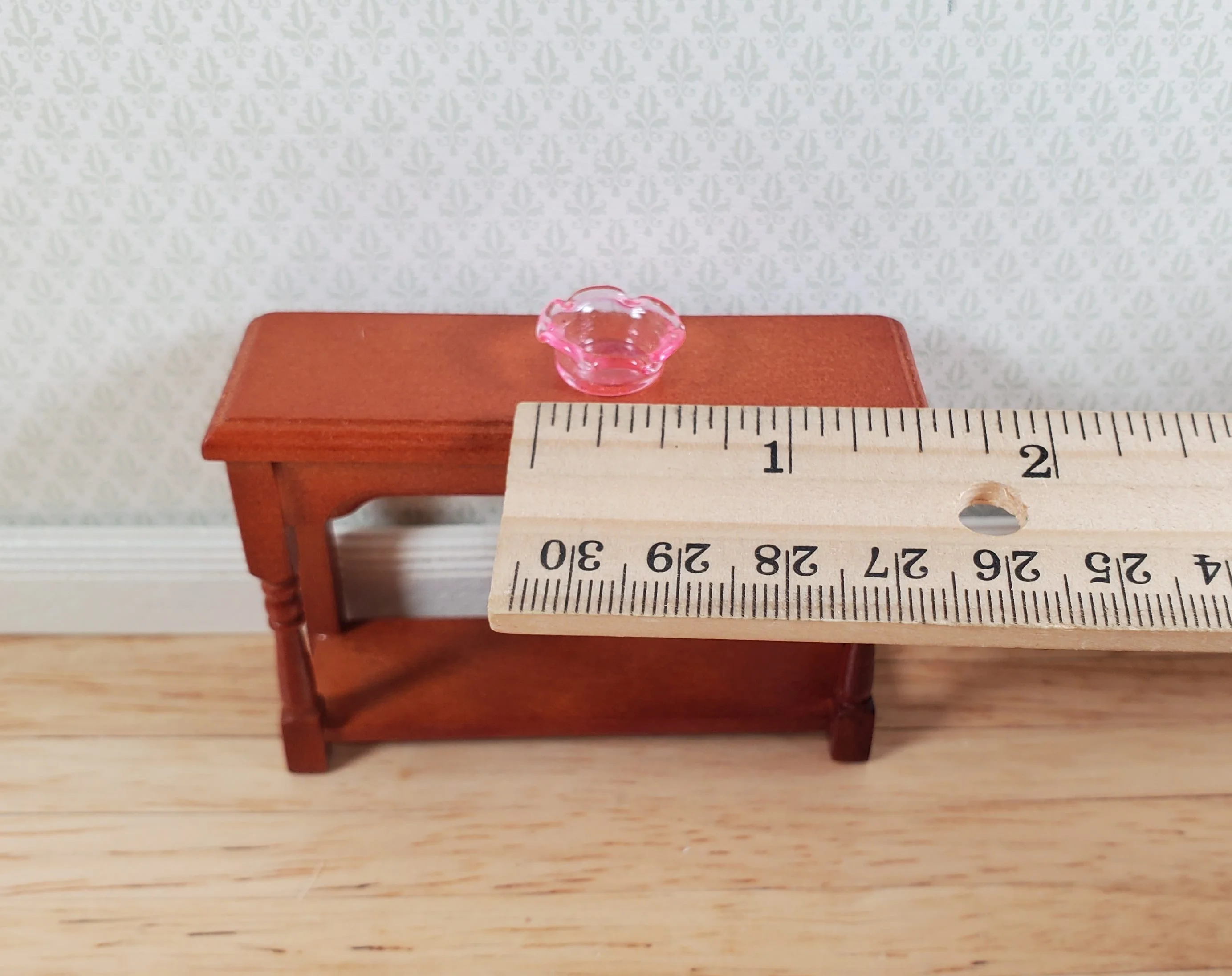 Dollhouse Pink Glass Candy Dish or Serving Bowl 1:12 Scale Miniature - Image 3