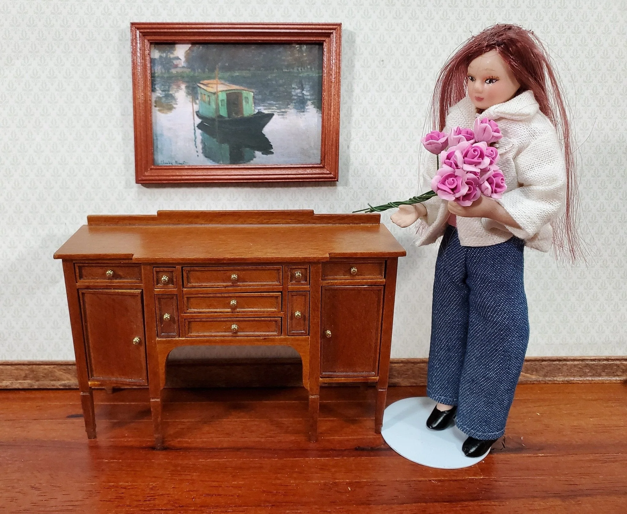 Dollhouse Pink Roses Flowers Set of 10 with Stems 1:12 Scale Miniature Garden - Image 3