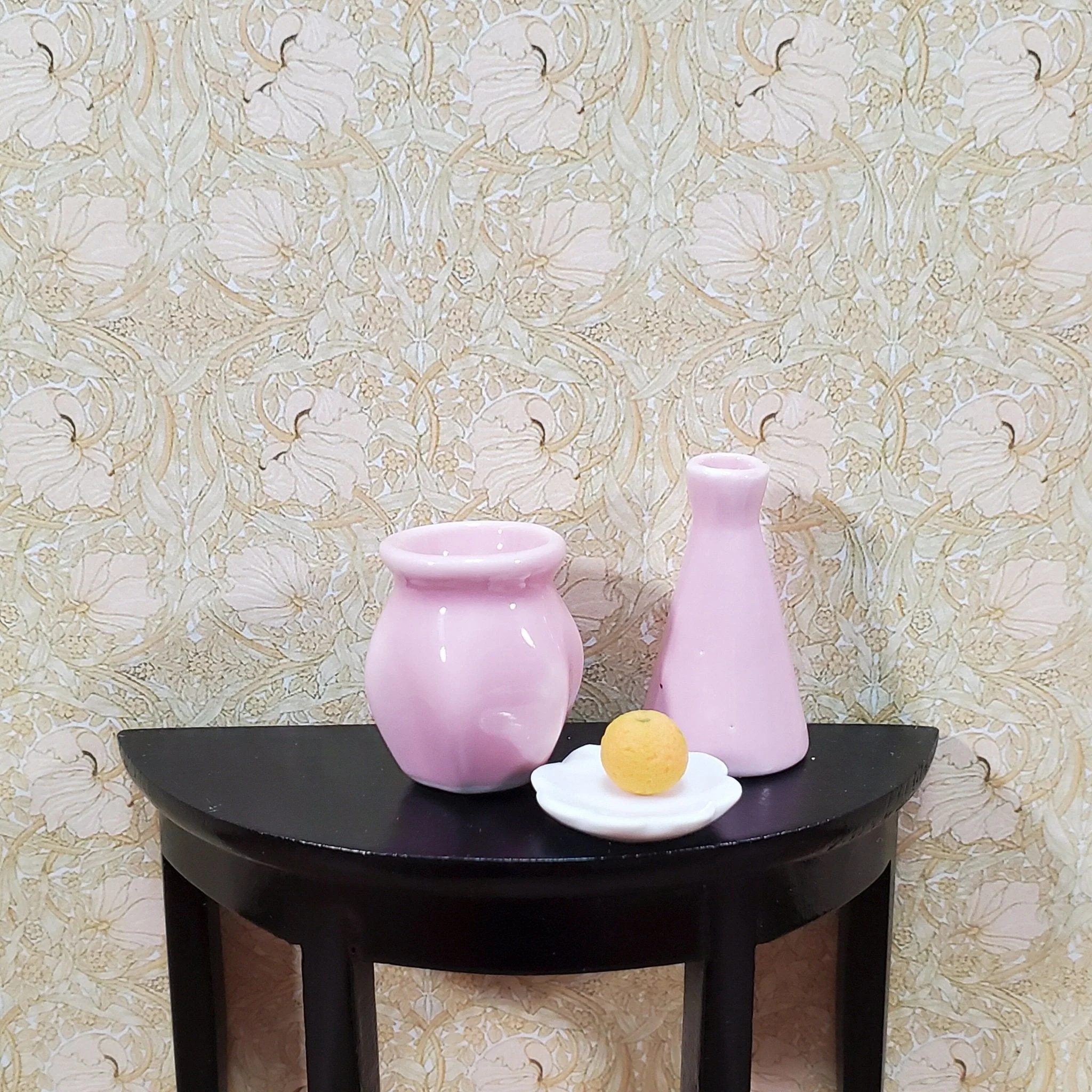 Dollhouse Pink Vases Ceramic LARGE Set of 2 Miniatures Use in 1:12 or 1/6 Scale - Image 2