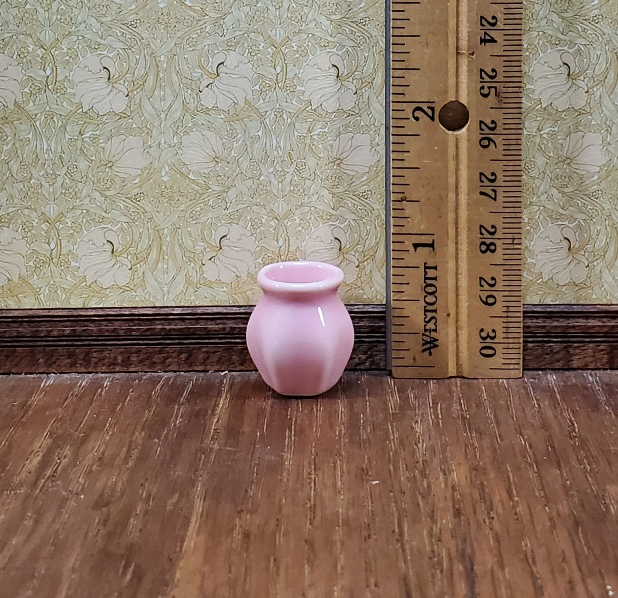 Dollhouse Pink Vases Ceramic LARGE Set of 2 Miniatures Use in 1:12 or 1/6 Scale - Image 5