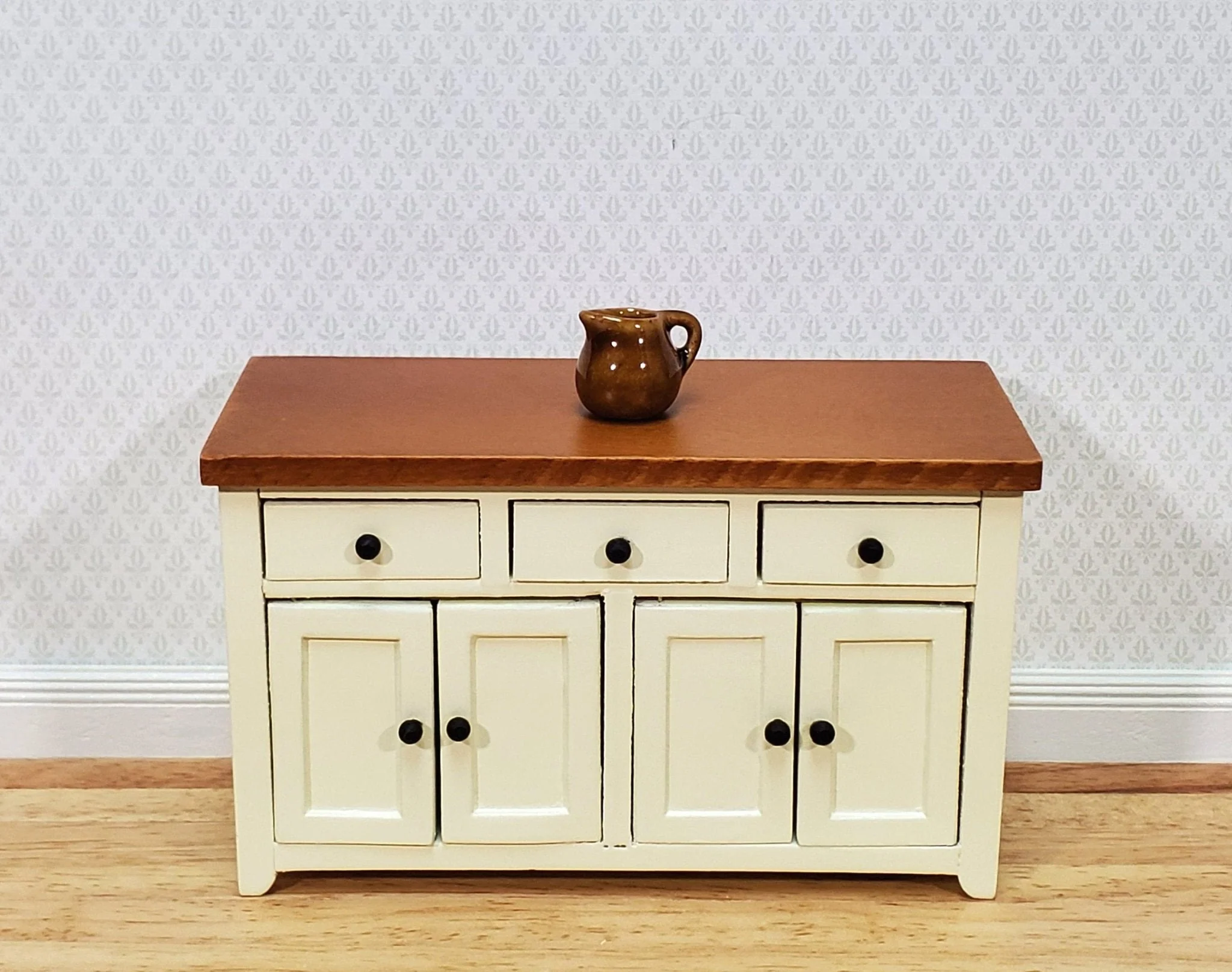 Dollhouse Pitcher Brown Ceramic with Handle 1:12 Scale Miniature Kitchen - Image 2