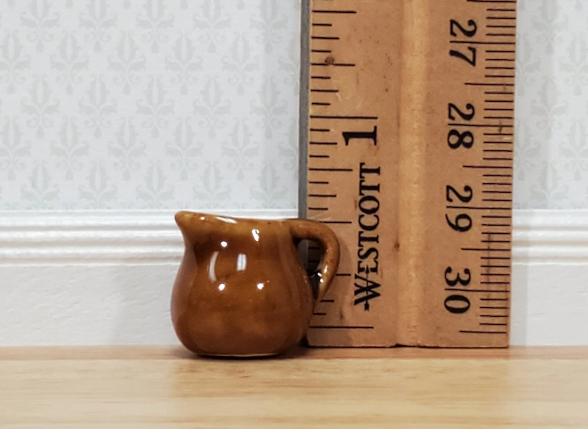 Dollhouse Pitcher Brown Ceramic with Handle 1:12 Scale Miniature Kitchen - Image 4