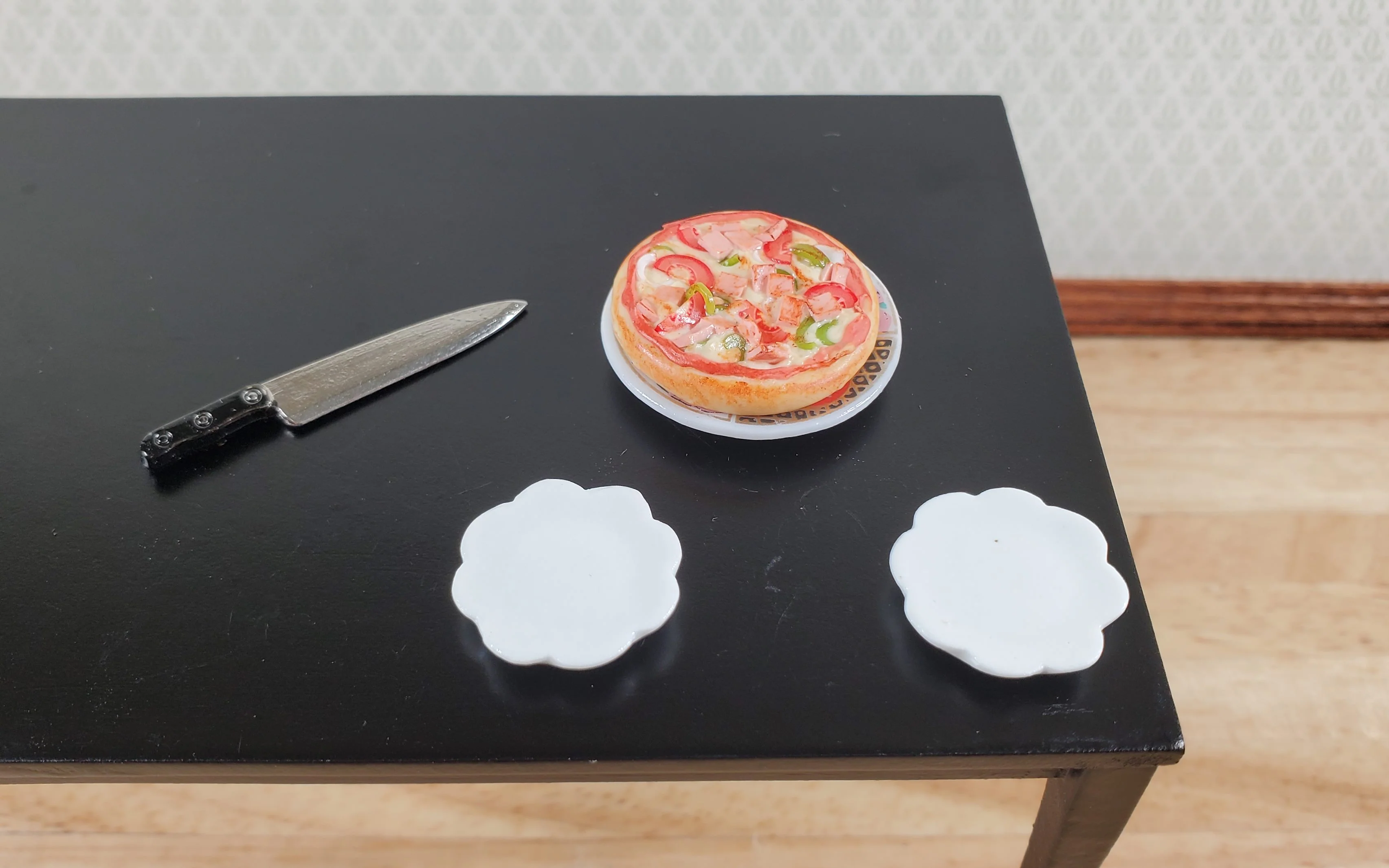 Dollhouse Pizza Canadian Bacon with Veggies 1:12 Scale Miniature Food - Image 2