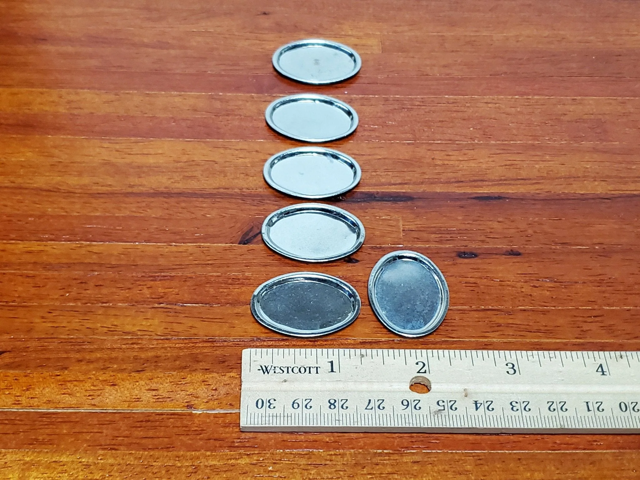 Dollhouse Platters Set of 6 Silver Metal Oval 1:12 Scale Miniatures Kitchen - Image 4