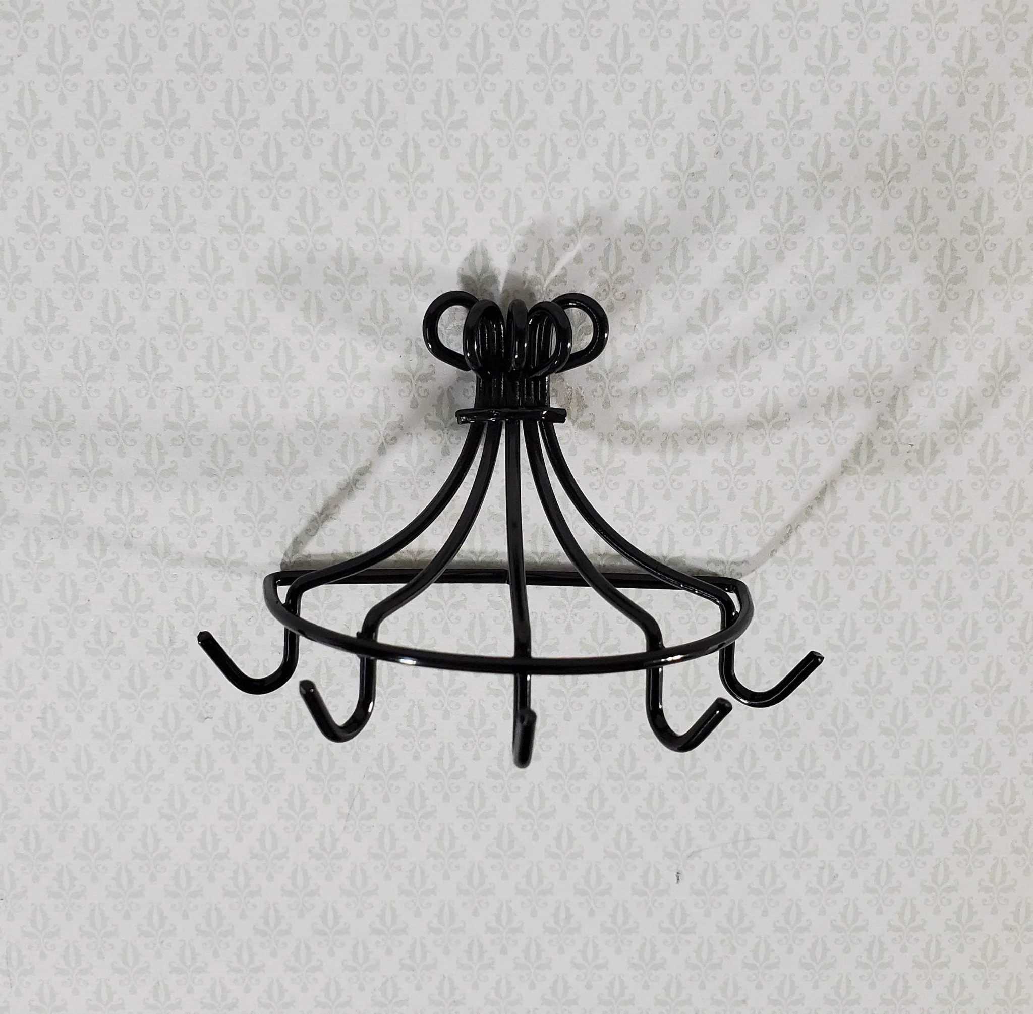 Dollhouse Pot Pan Hanger Rack with Hooks Metal Kitchen Rack 1:12 Scale Miniature