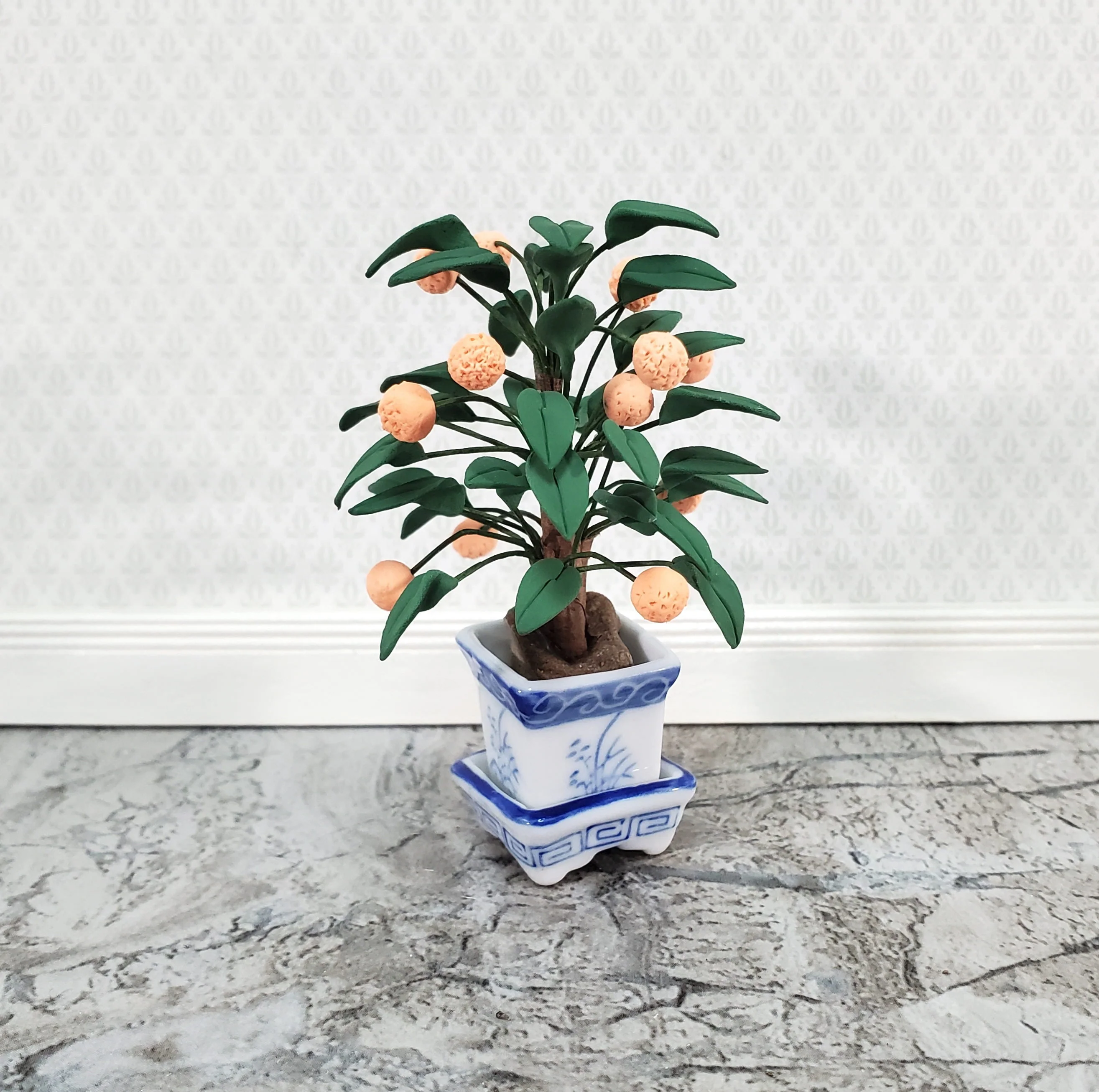 Dollhouse Potted Mini Orange Tree Ceramic Pot 1:12 Scale Miniature House Plant