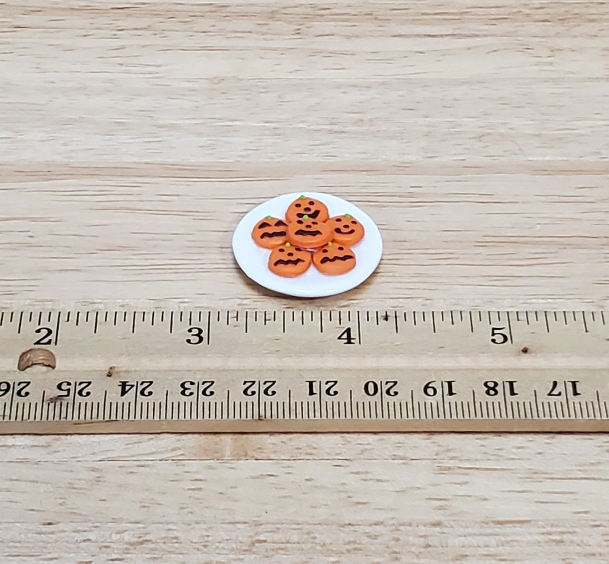 Dollhouse Pumpkin Cookies Halloween Dessert on Glass Plate 1:12 Scale Miniature Food - Image 2