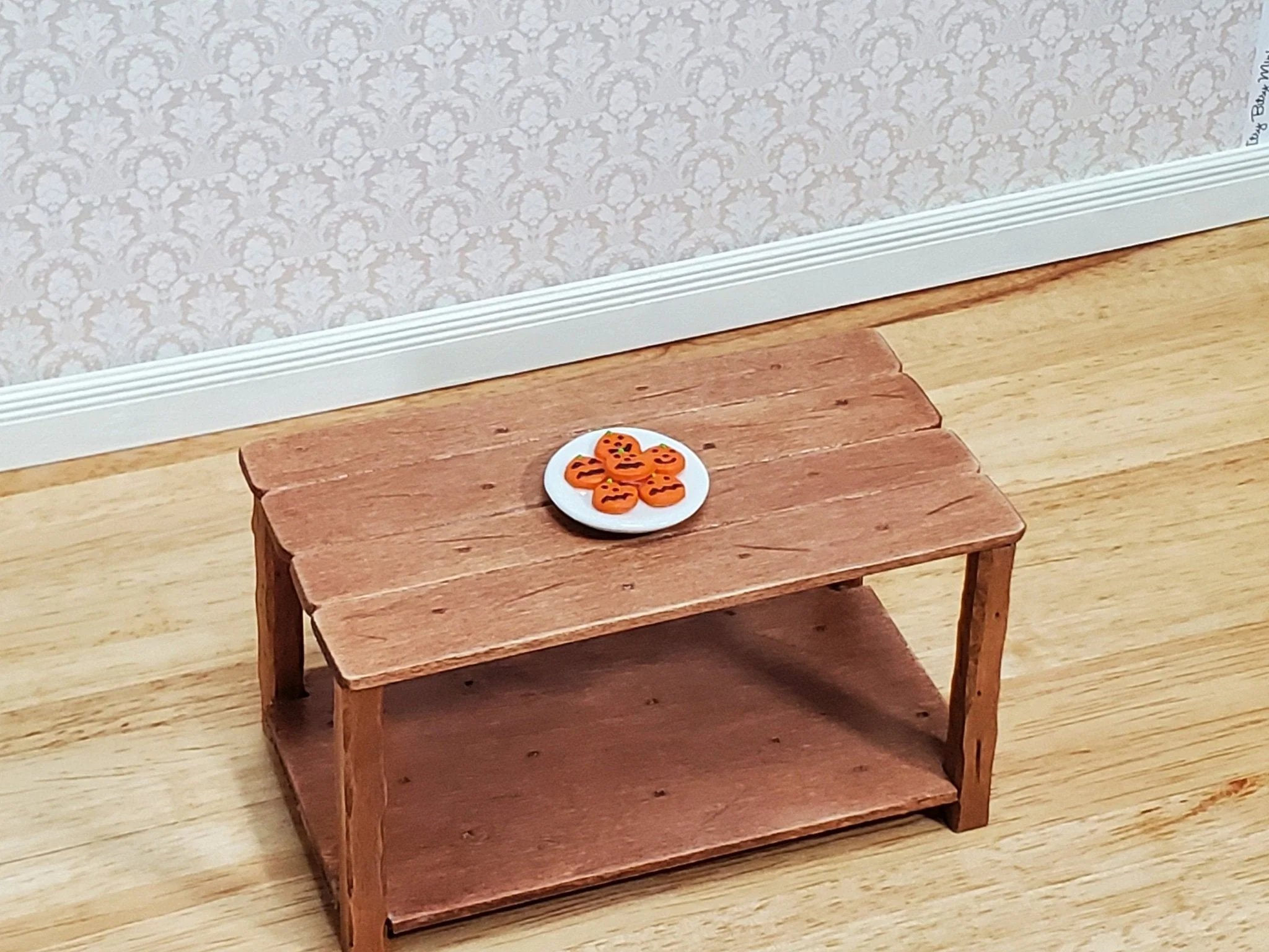 Dollhouse Pumpkin Cookies Halloween Dessert on Glass Plate 1:12 Scale Miniature Food - Image 4