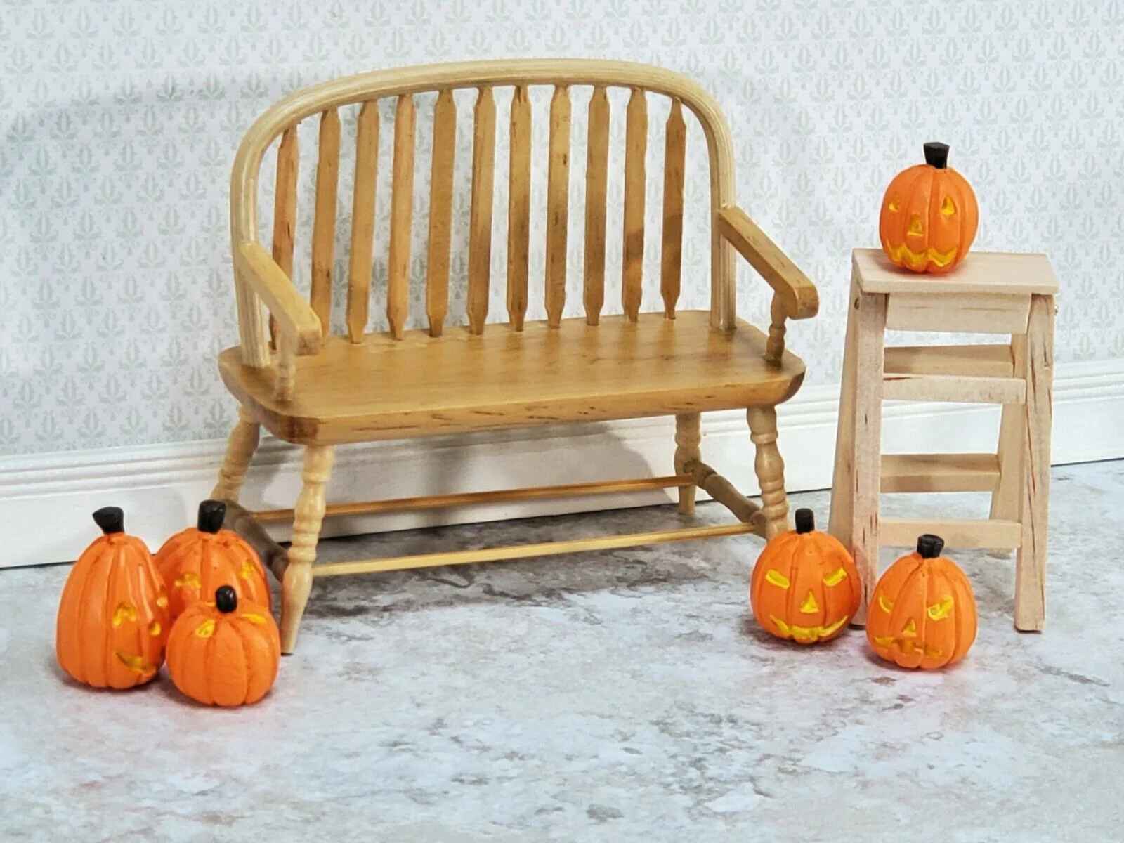 Dollhouse Pumpkins Carved x6 Assorted 1:12 Scale Miniatures Halloween Decor - Image 2