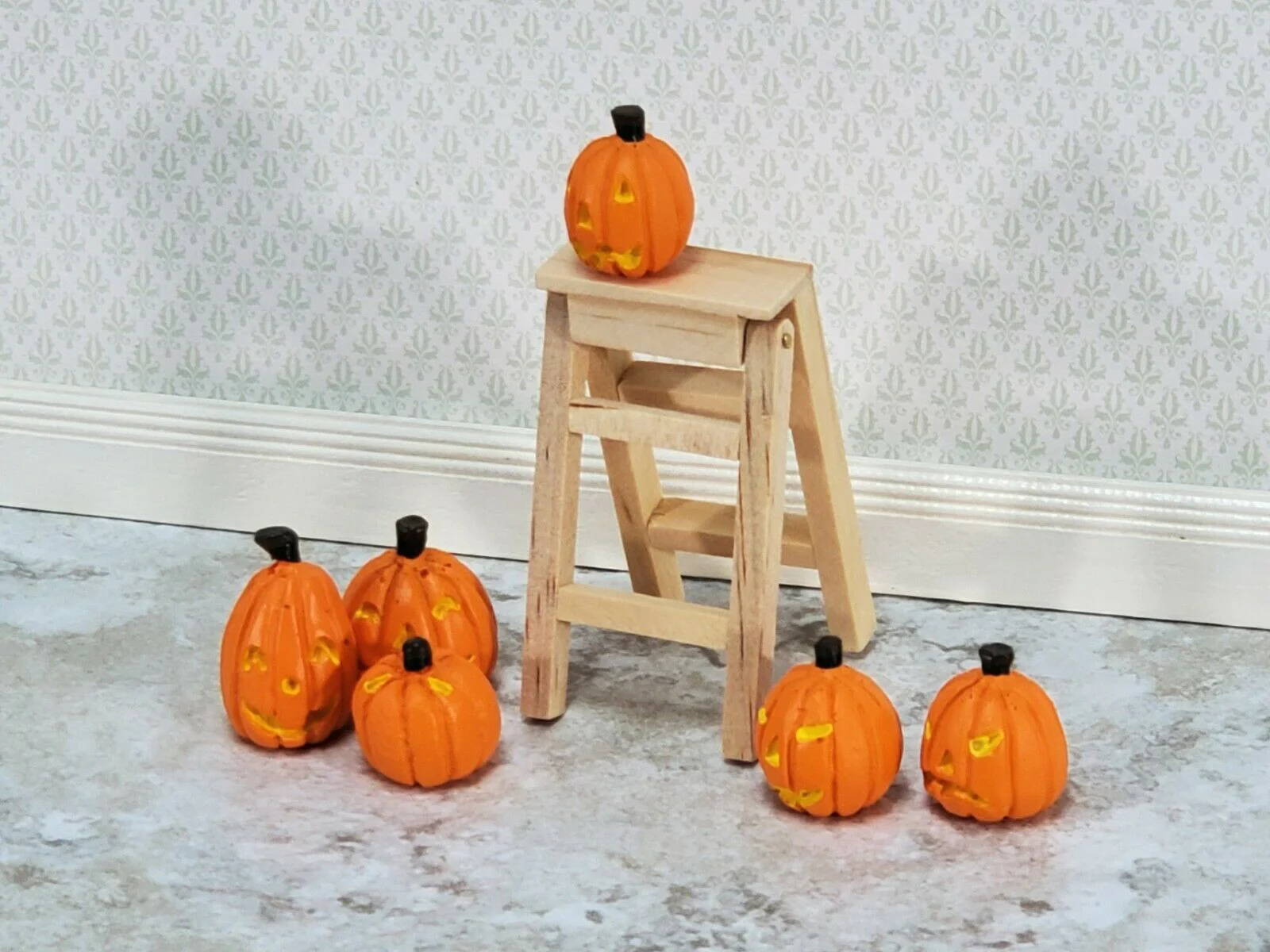 Dollhouse Pumpkins Carved x6 Assorted 1:12 Scale Miniatures Halloween Decor - Image 3