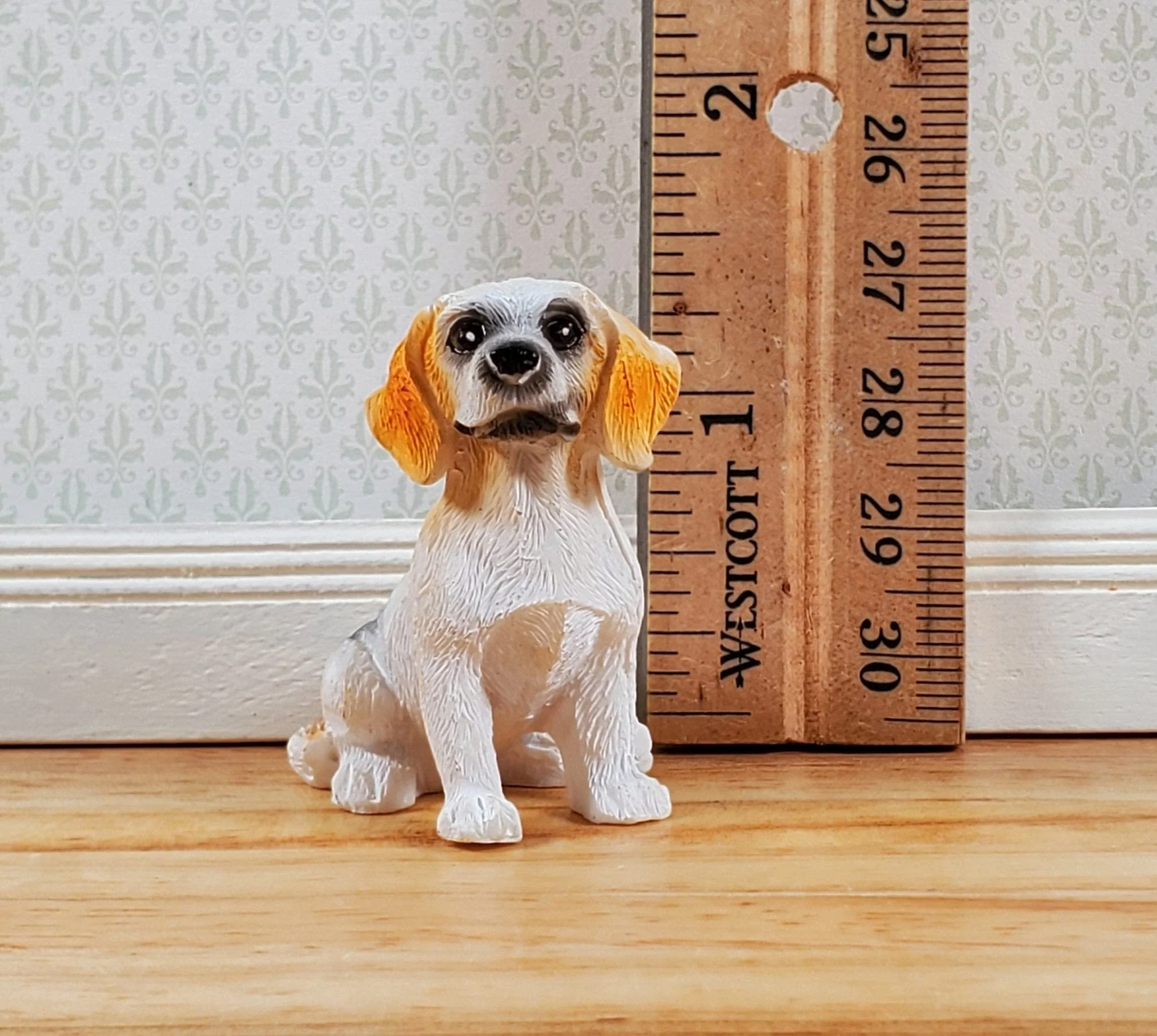 Dollhouse Puppy Dog Beagle or Lab Sitting Large 1:12 Scale Miniature Retriever - Image 4