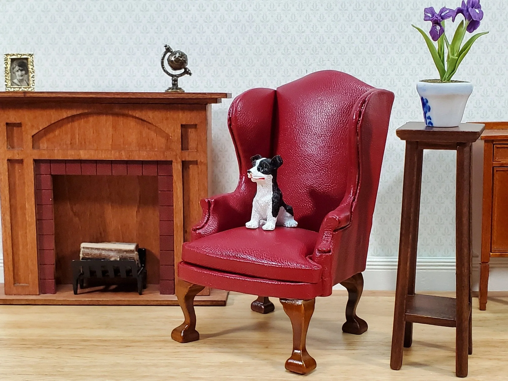 Dollhouse Puppy Dog Border Collie Sitting 1:12 Scale Miniature Pet Cast Resin - Image 4