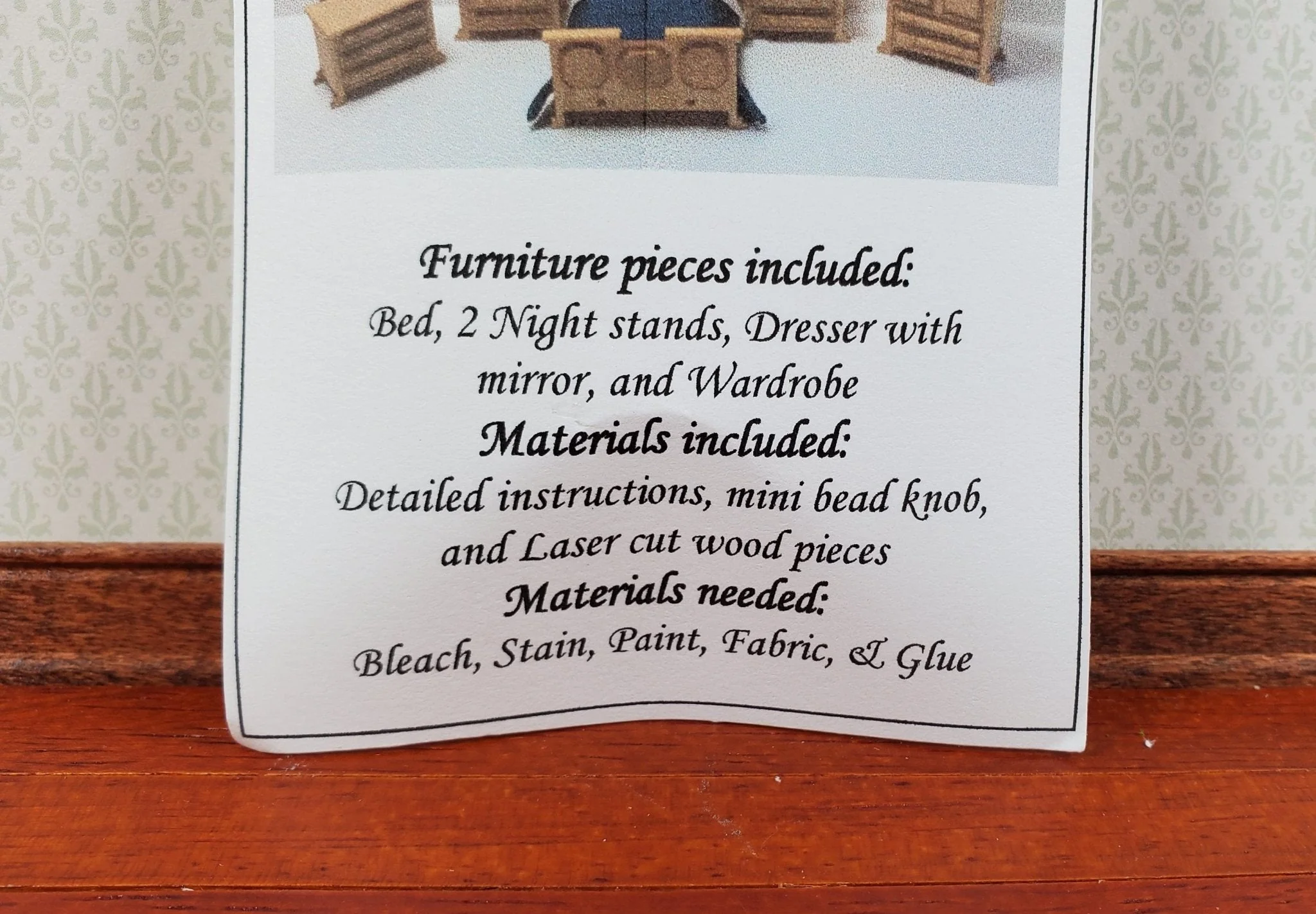 Dollhouse Quarter Scale Furniture KIT DIY Traditional Bedroom Bed Dresser 1:48 - Image 3