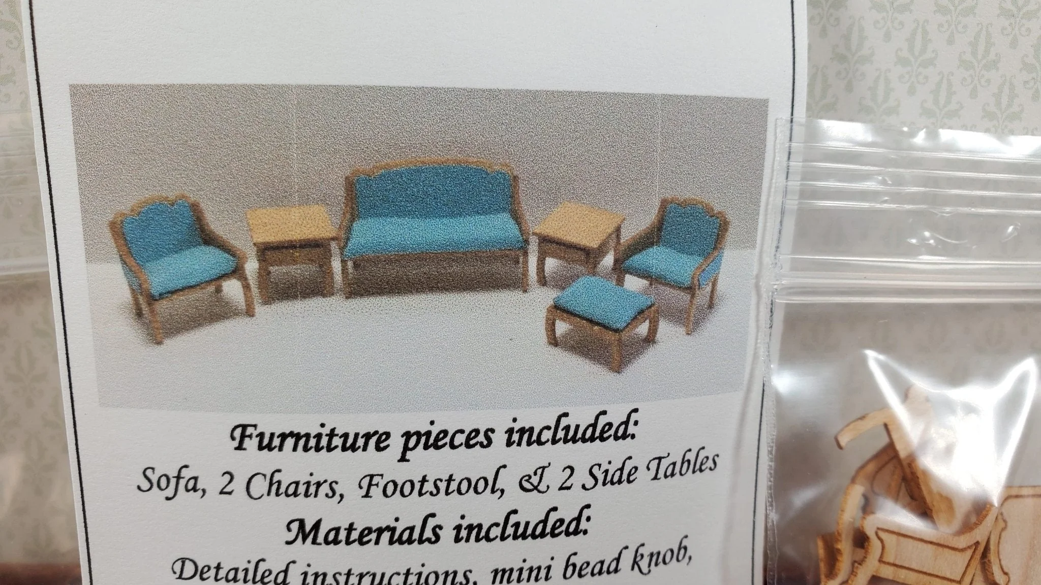 Dollhouse Quarter Scale Furniture KIT DIY Traditional Living Room Sofa + 1:48 - Image 3