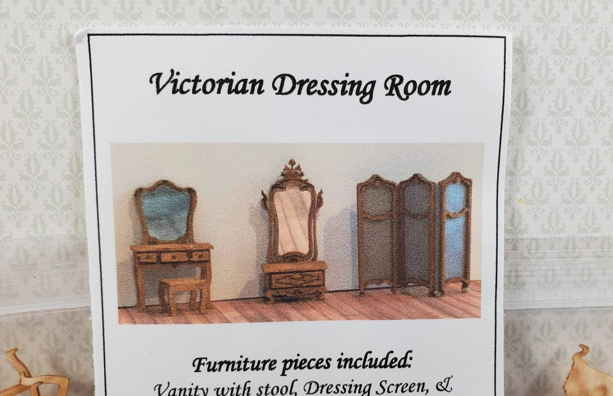 Dollhouse Quarter Scale Furniture KIT DIY Victorian Dressing Room Vanity 1:48 - Image 4