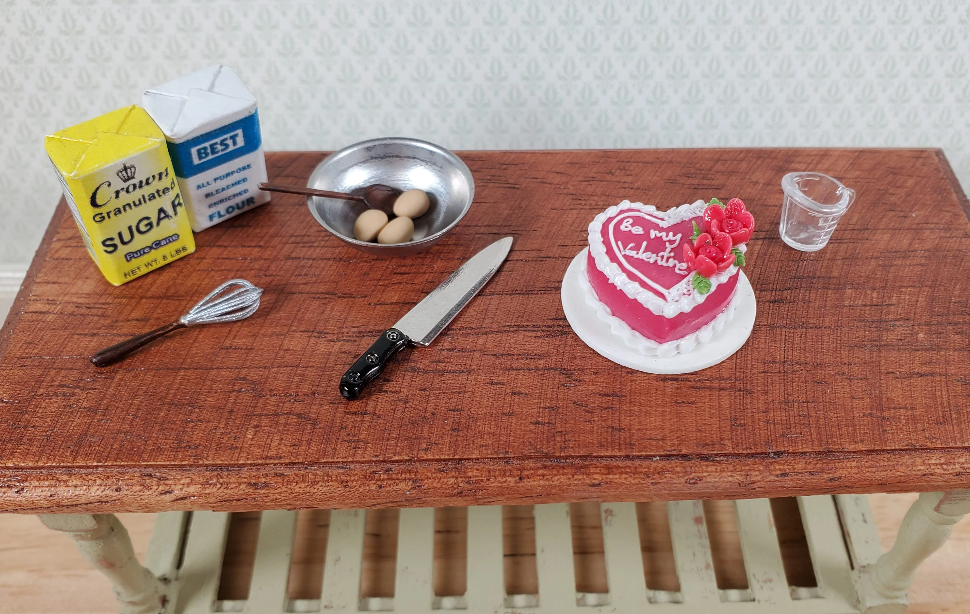 Dollhouse Red Cake Valentines Day Heart Shaped 1:12 Scale Miniature Dessert Food - Image 3