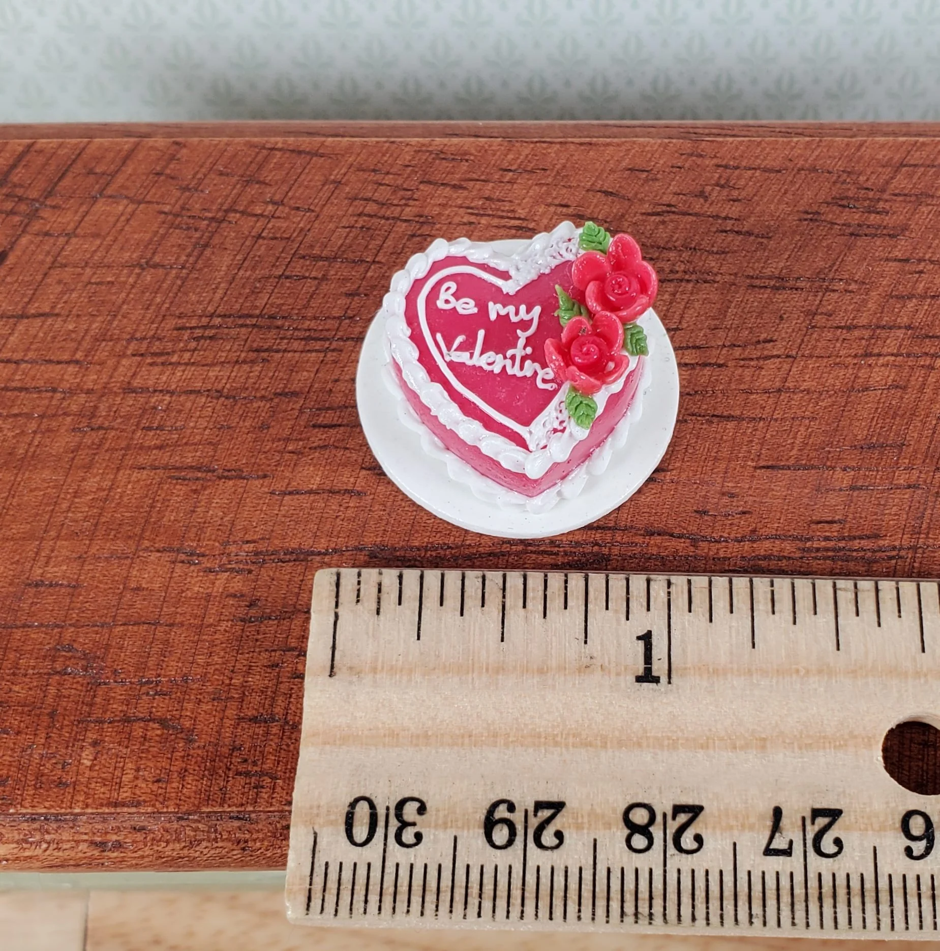 Dollhouse Red Cake Valentines Day Heart Shaped 1:12 Scale Miniature Dessert Food - Image 4