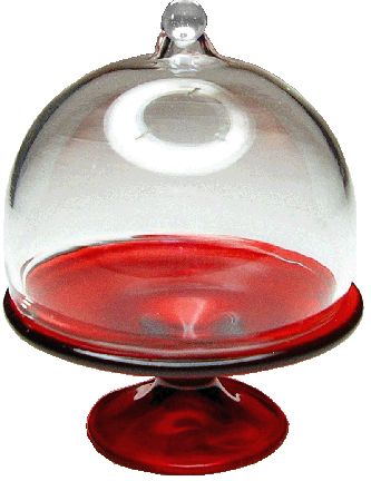 Dollhouse Red Glass Cake Plate with Cover 1:12 Scale Miniature Kitchen