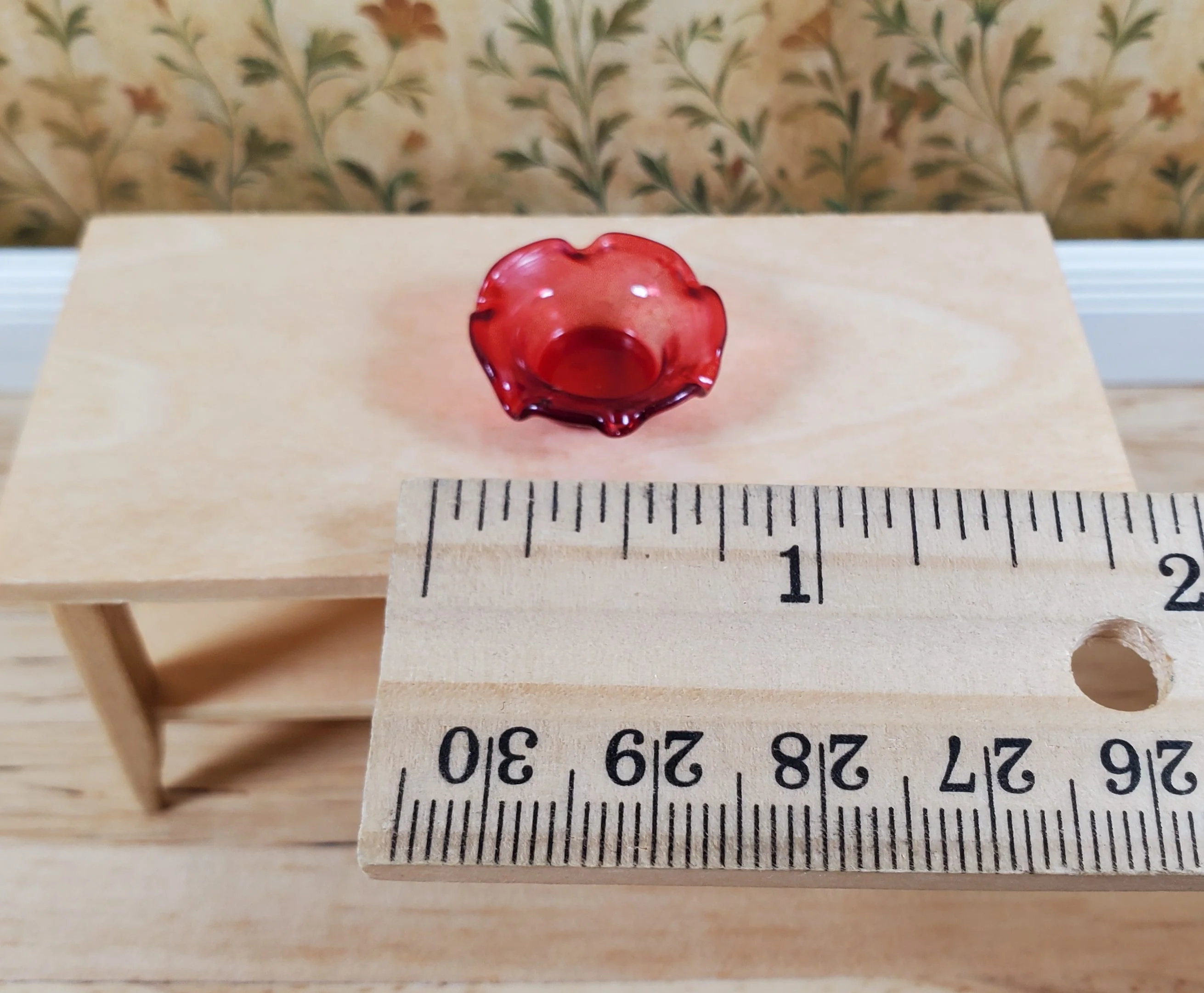 Dollhouse Red Glass Candy Dish or Serving Bowl 1:12 Scale Miniature - Image 3