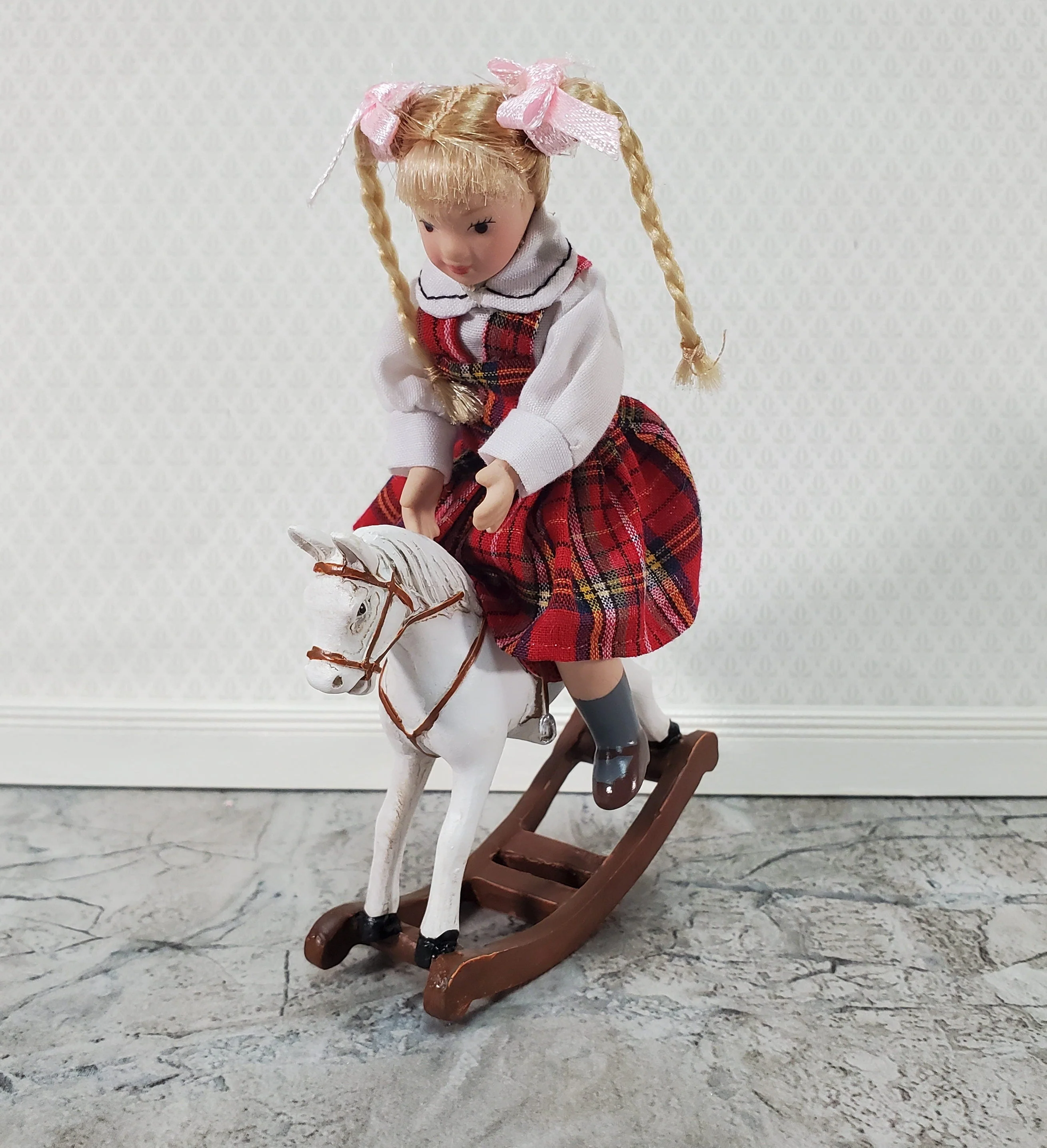 Dollhouse Rocking Horse Large Cast Resin 1:12 Scale Toy for Nursery or Kids Bedroom - Image 4