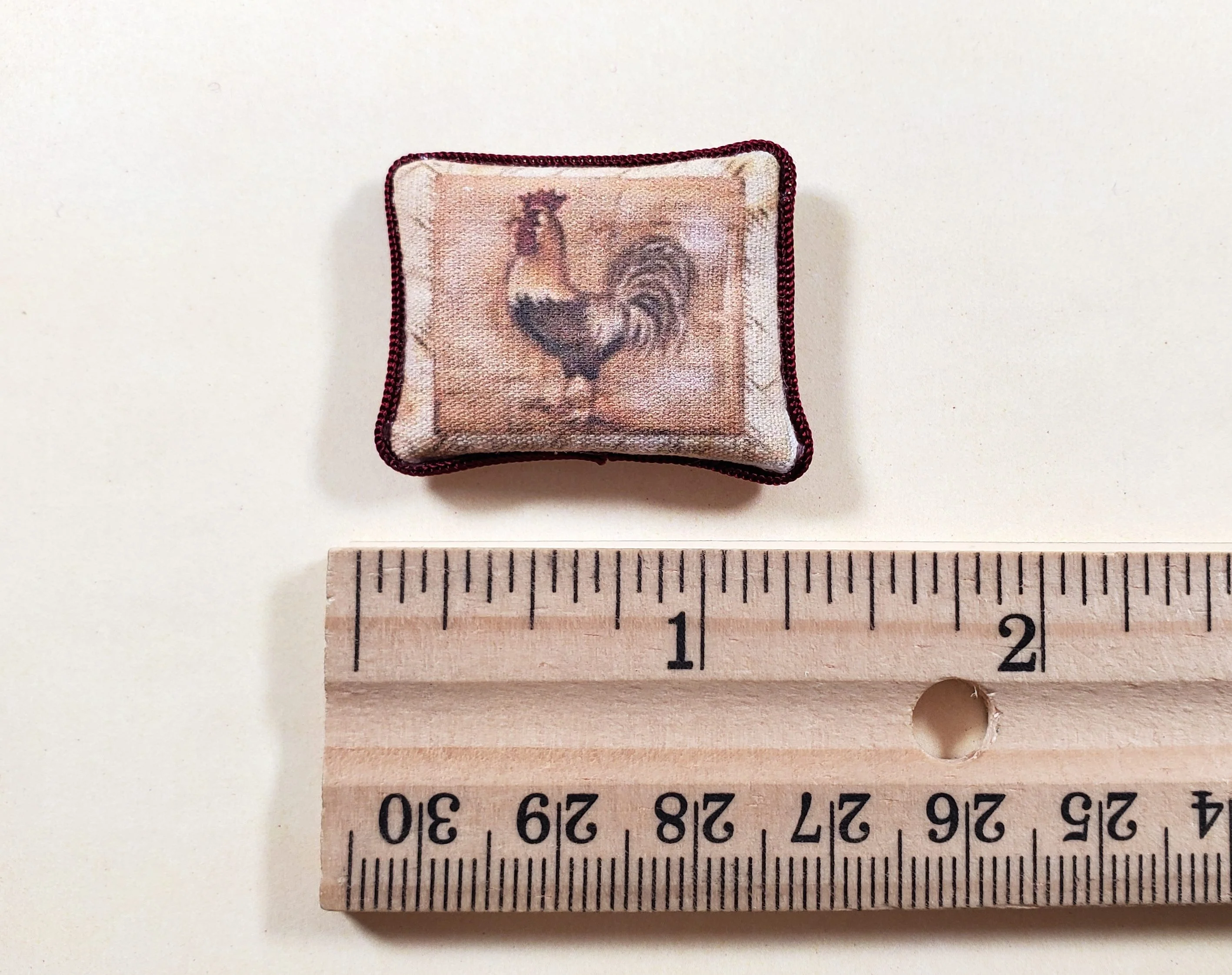 Dollhouse Rooster Pillow Handmade 1:12 Scale Miniature - Image 3