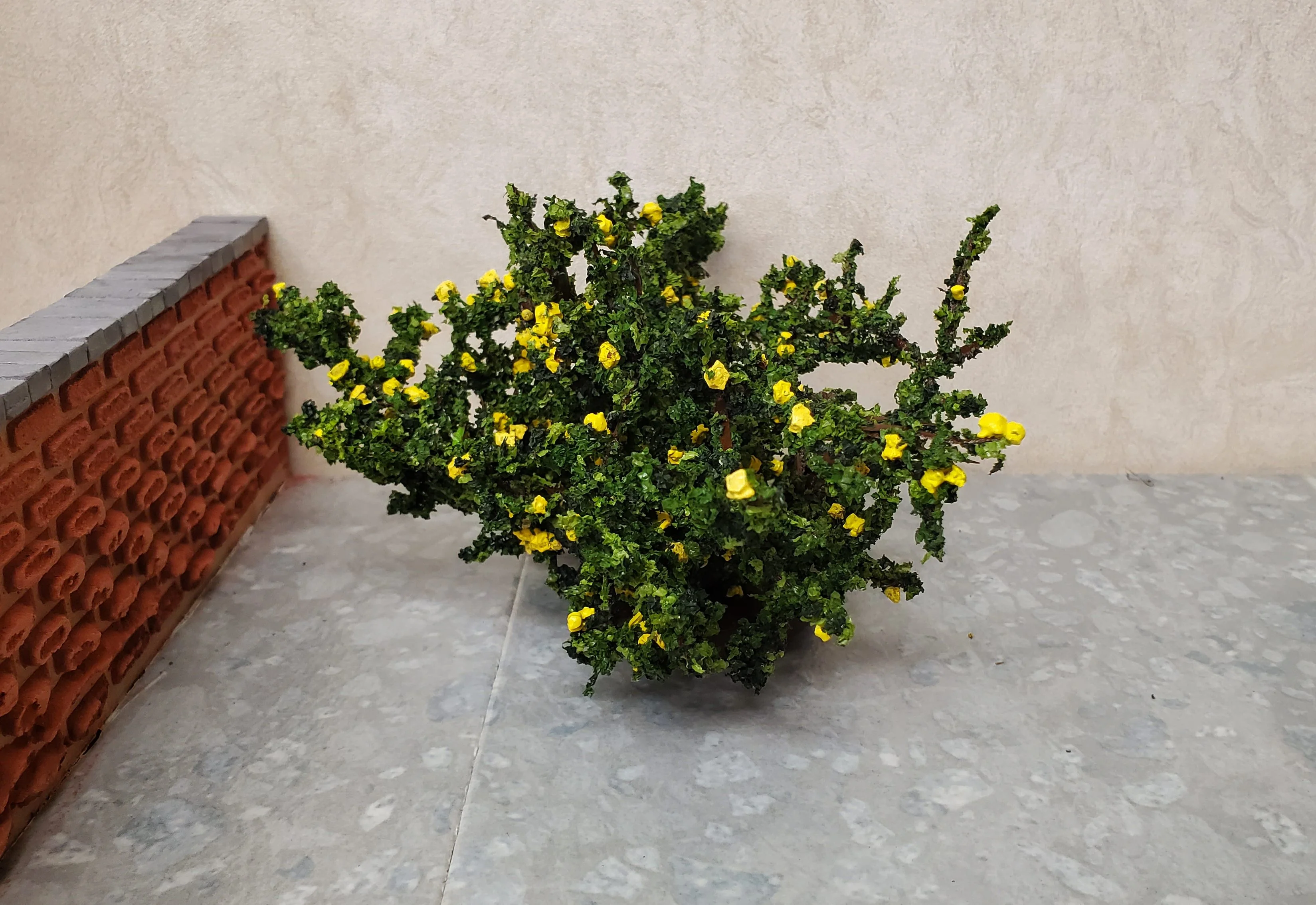 Dollhouse Rose Bush Yellow Large Flowering Shrub 1:12 Scale Miniature