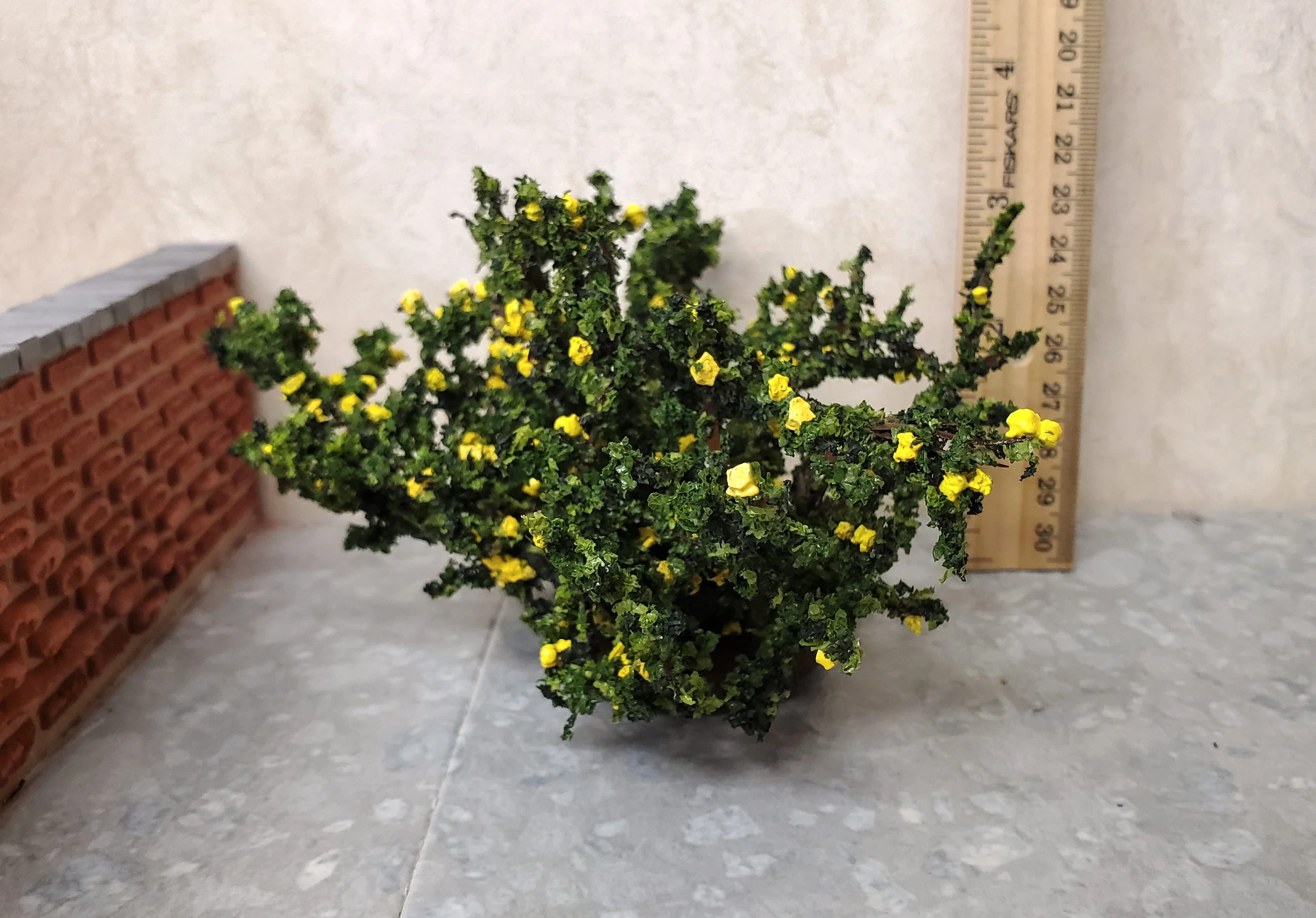 Dollhouse Rose Bush Yellow Large Flowering Shrub 1:12 Scale Miniature - Image 3
