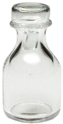 Dollhouse Round Decanter Bottle with Stopper Clear Glass 1:12 Scale Miniature